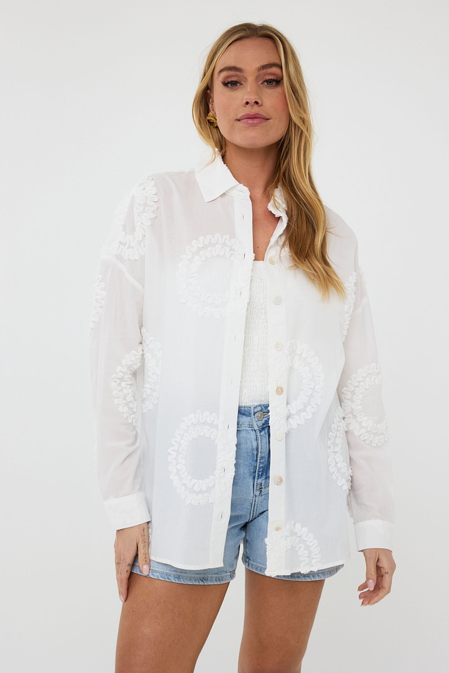 BLOUSE 3D CIRCLED EMBROIDERY OFF WHITE 1