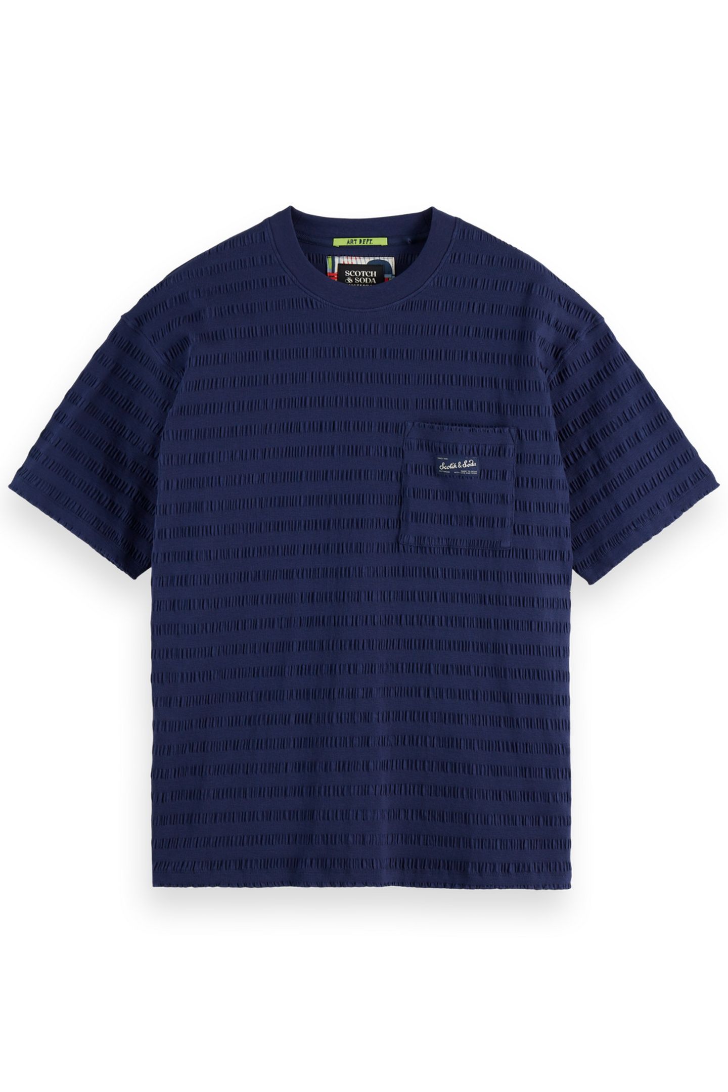 RELAXED-FIT HORIZONAL TEXTURED T-SHIRT PEACOAT 1