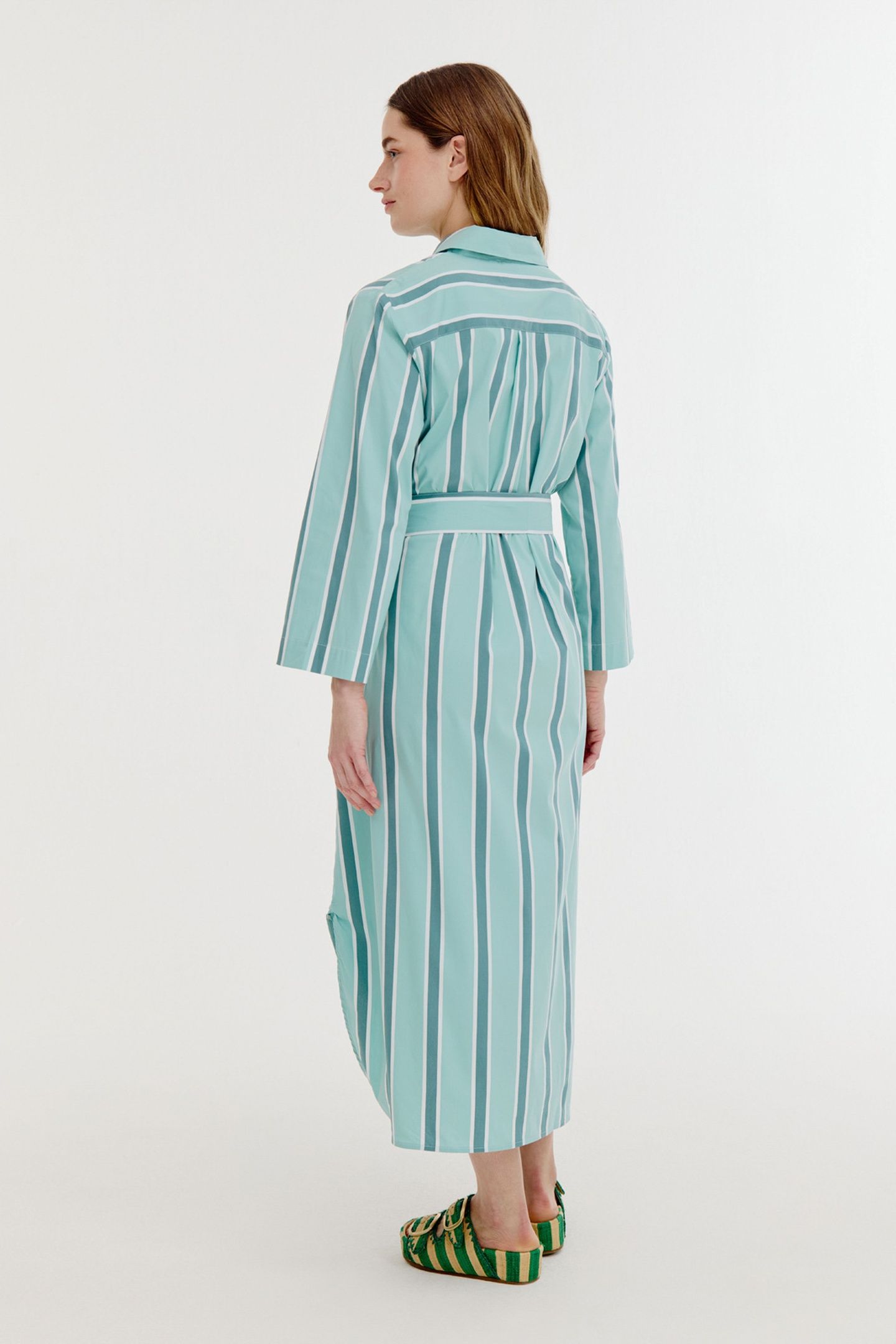 BOUDEWIJN DRESS WASABI GREEN STRIPE 4