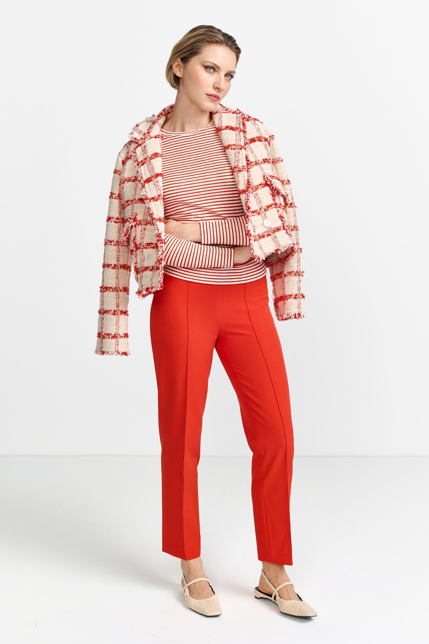 SPARKLE STRIPED LONGSLEEVE ORGANIC SUNSET RED 1