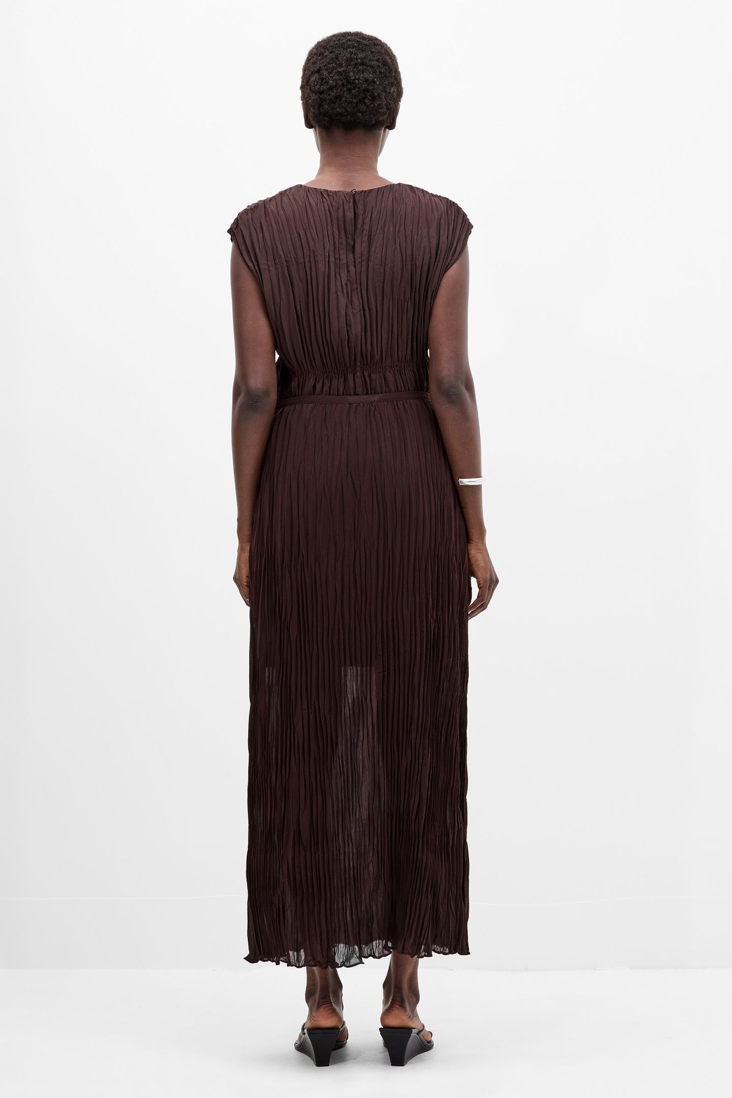 SAYLOR PLEATED OVERLAY SKIRT BITTER CHOCOLATE 3