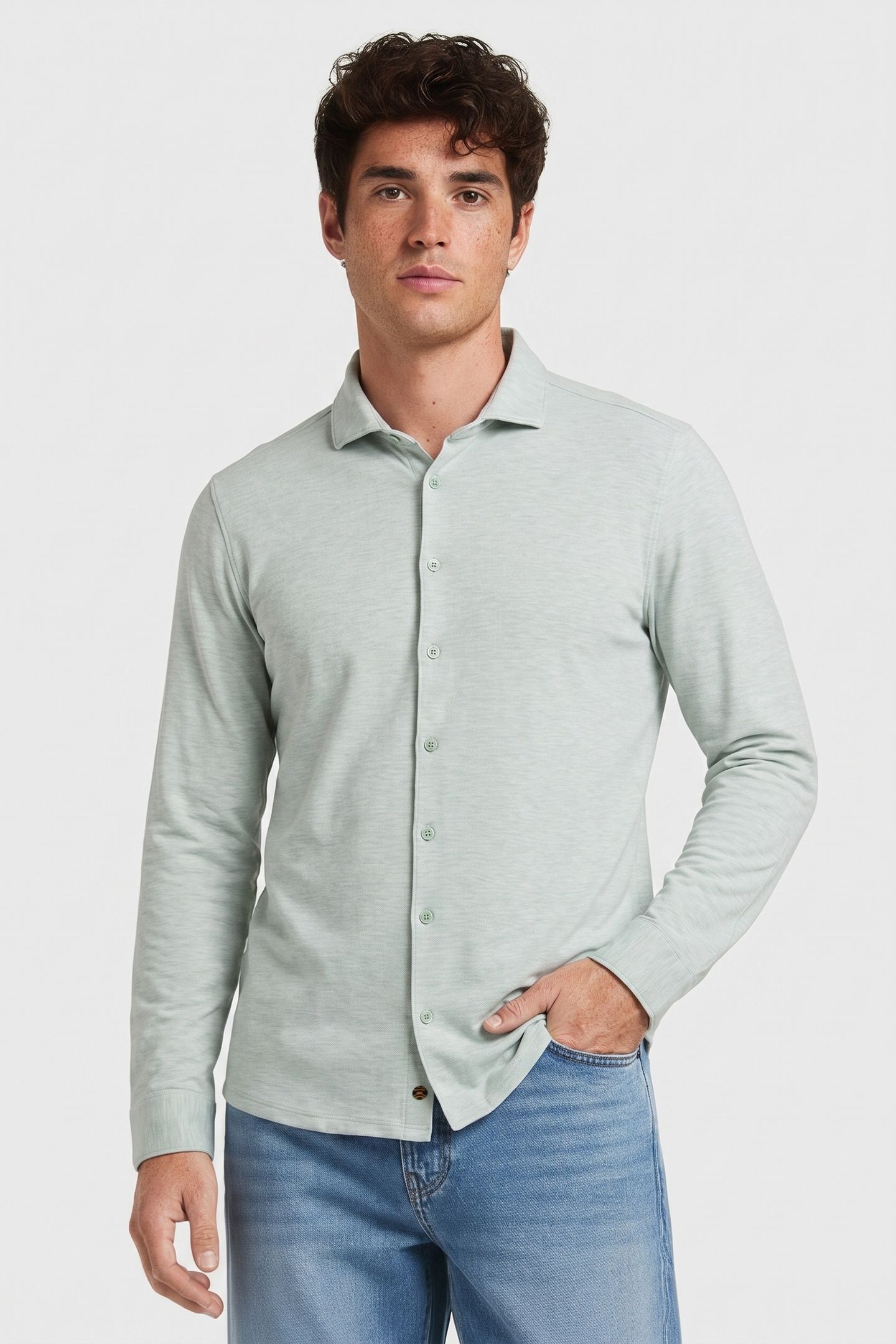SHIRT JERSEY MELANGE STRETCH MINT 1