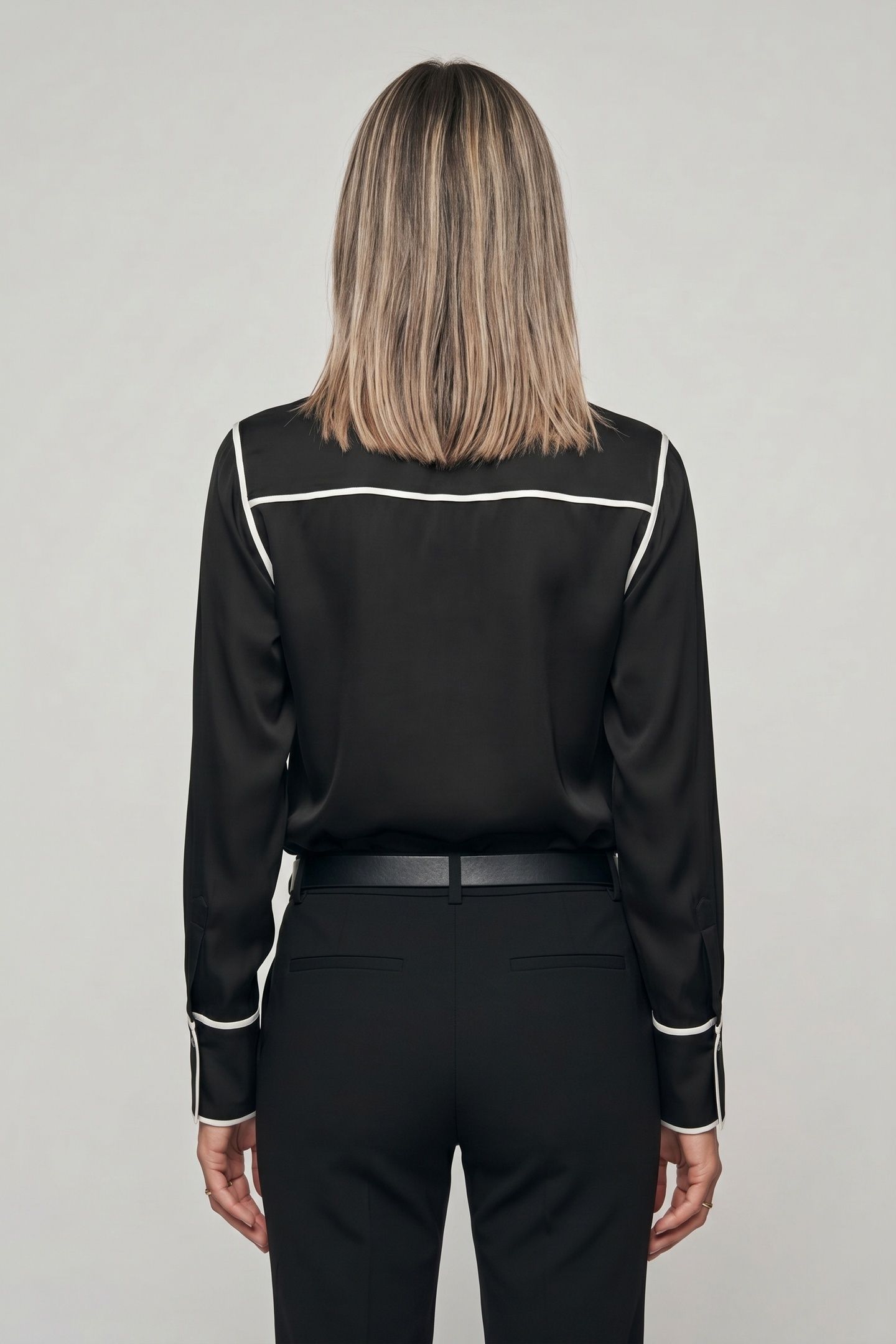 BW CONTRAST PIPING BLOUSE BLACK 2
