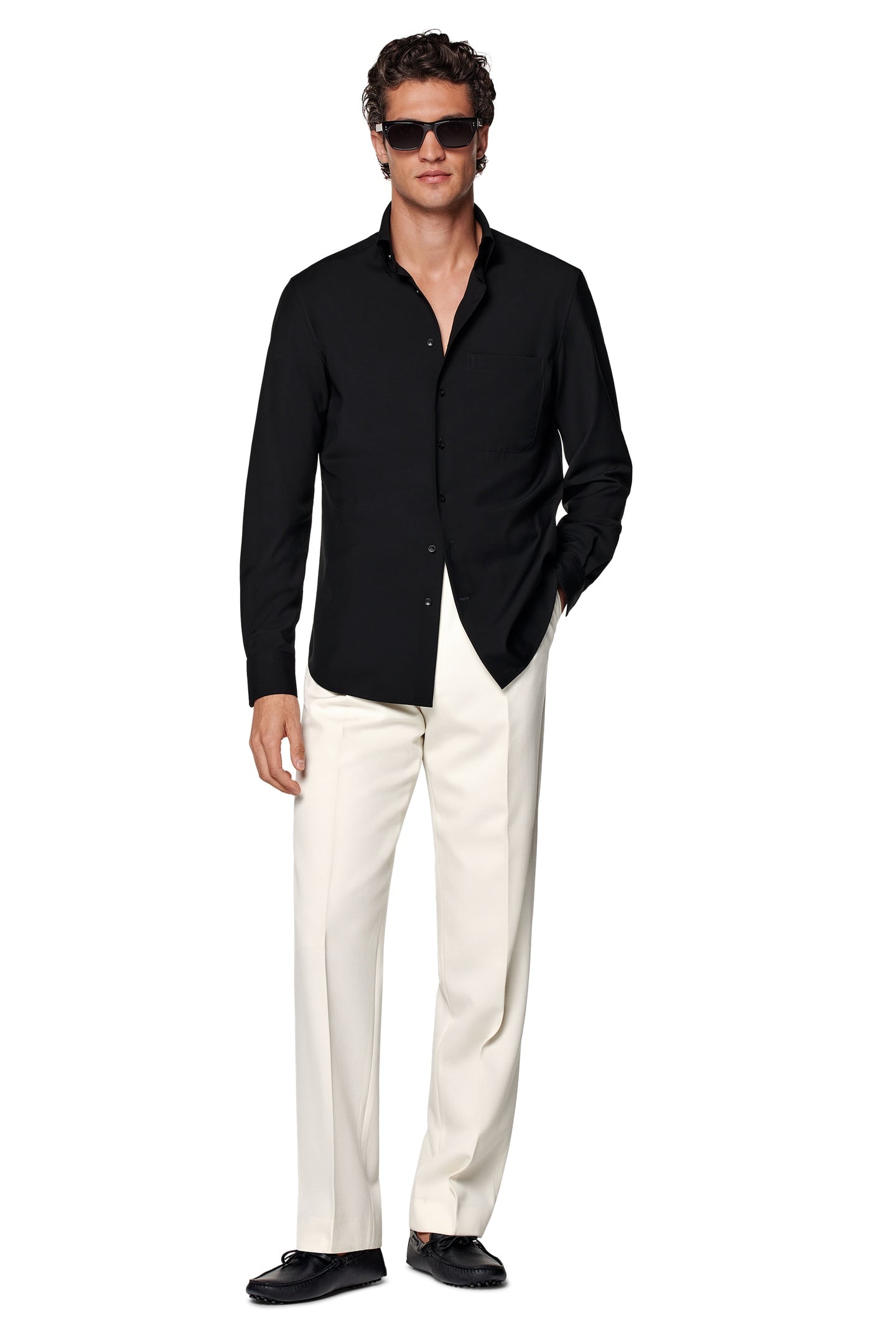 WASHABLE WOOL BLACK CASUAL SHIRTS BLACK 1