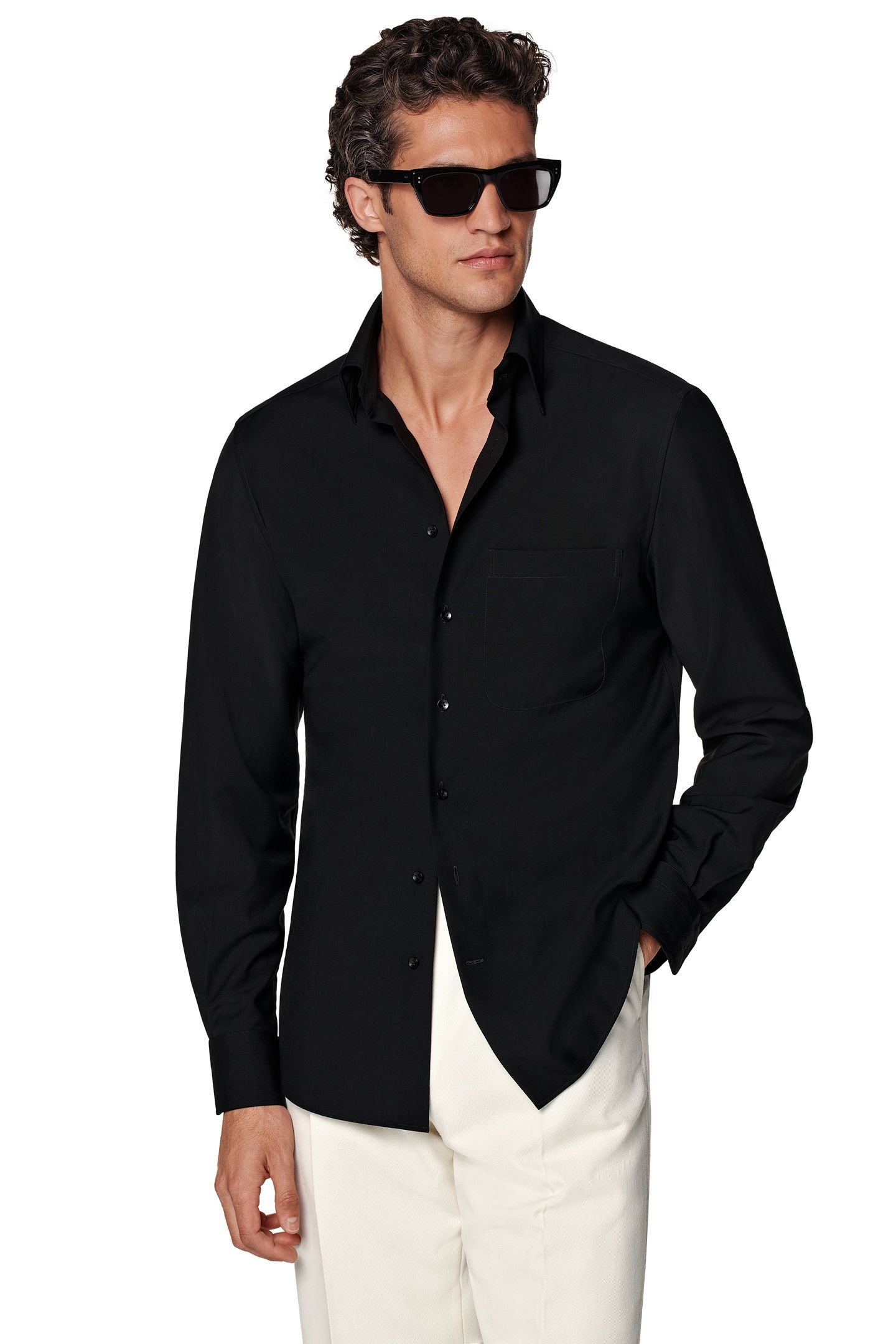 WASHABLE WOOL BLACK CASUAL SHIRTS BLACK 2