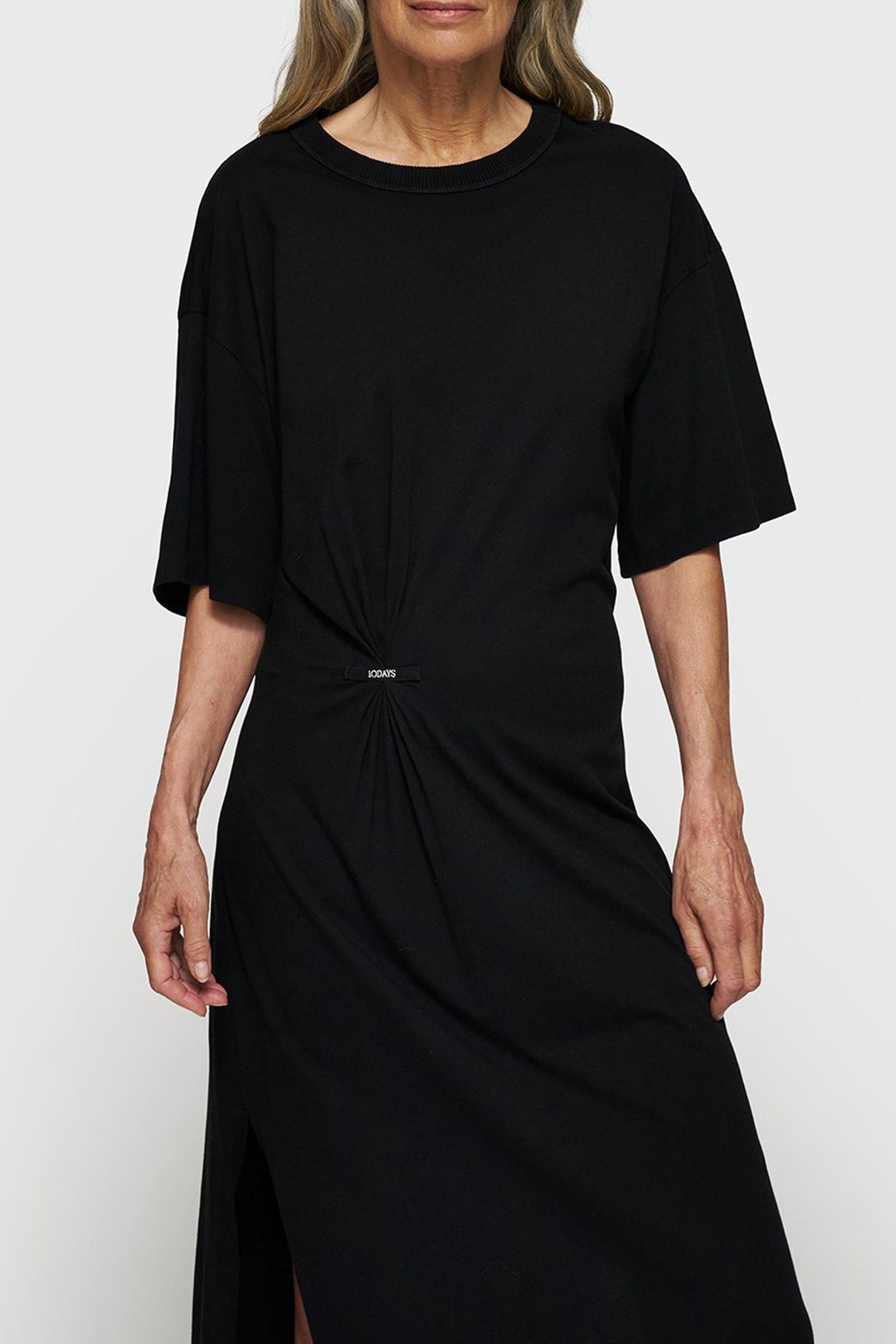 TEE DRESS GATHERING BLACK 2