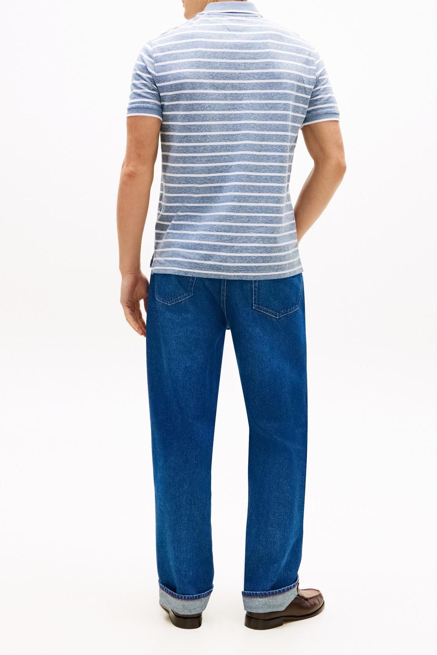 COTTON LINEN PIQUE POLO BLUE JEAN/WHITE 3