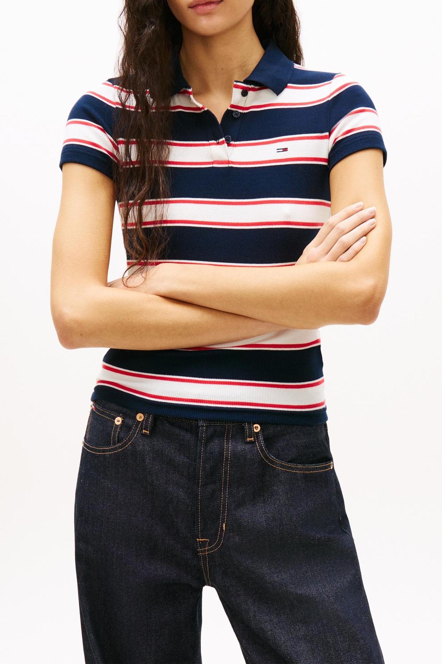 TJW SLIM RIB SS POLO DARK NIGHT NAVY/MULTI STRIPE 3