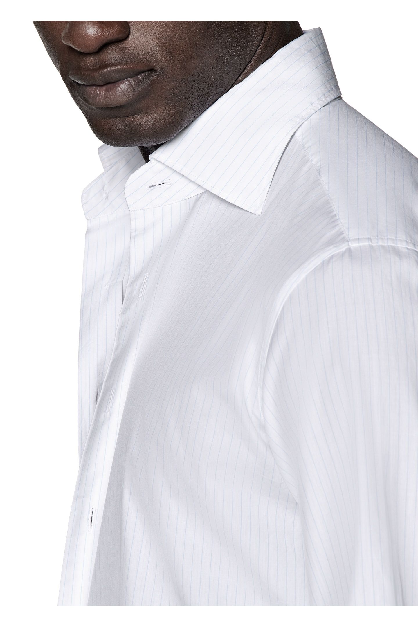 L. BLUE STRIPE POPLIN CASUAL SHIRTS WHITE 6