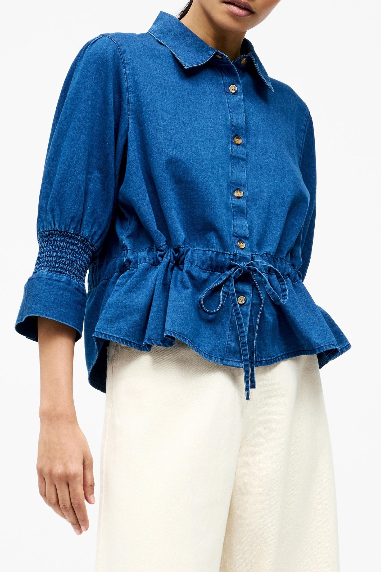 TIE WAIST TOP MIDWASH CHMBRY 1