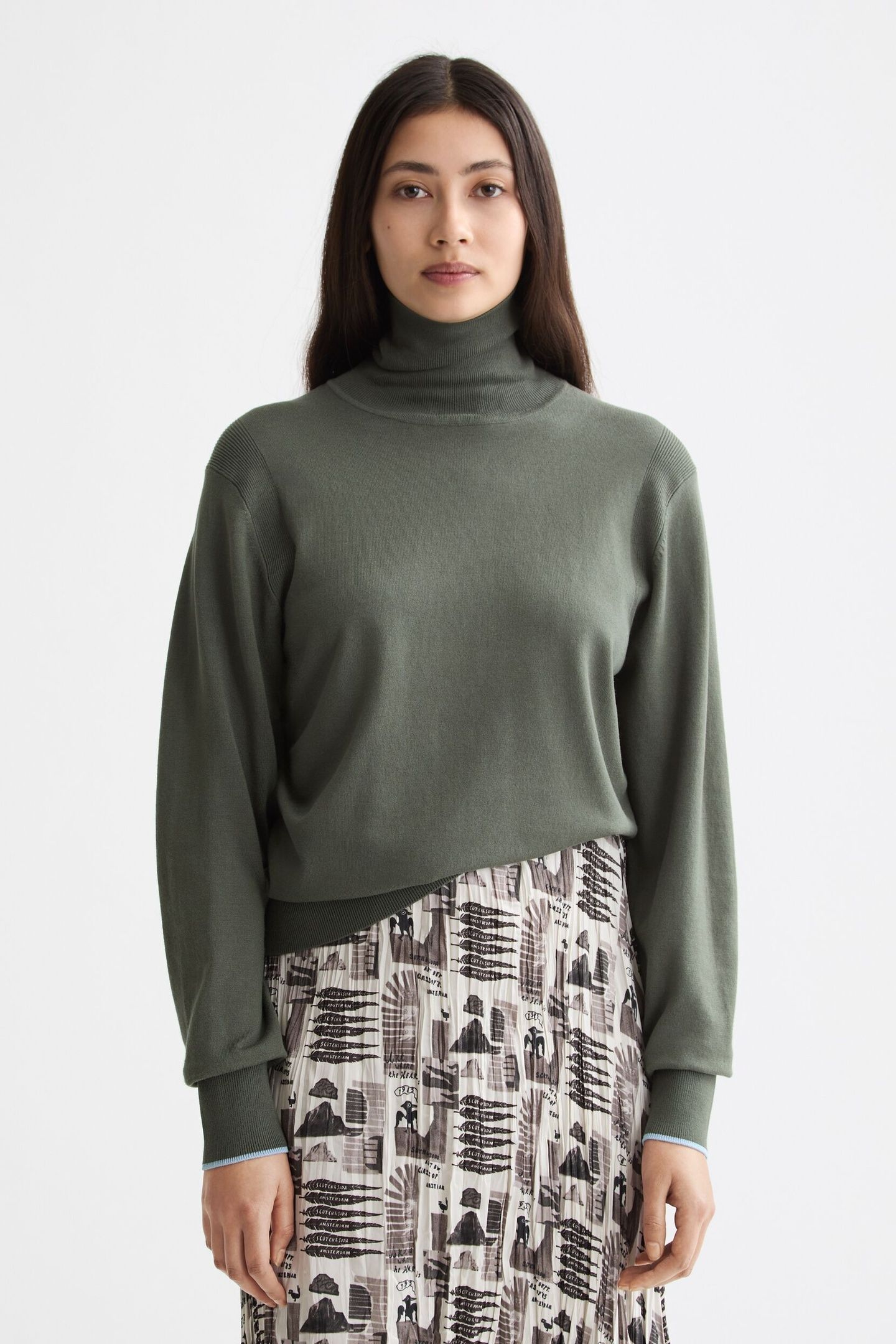 RELAXED FIT ROLL NECK PULLOVER THYME 3