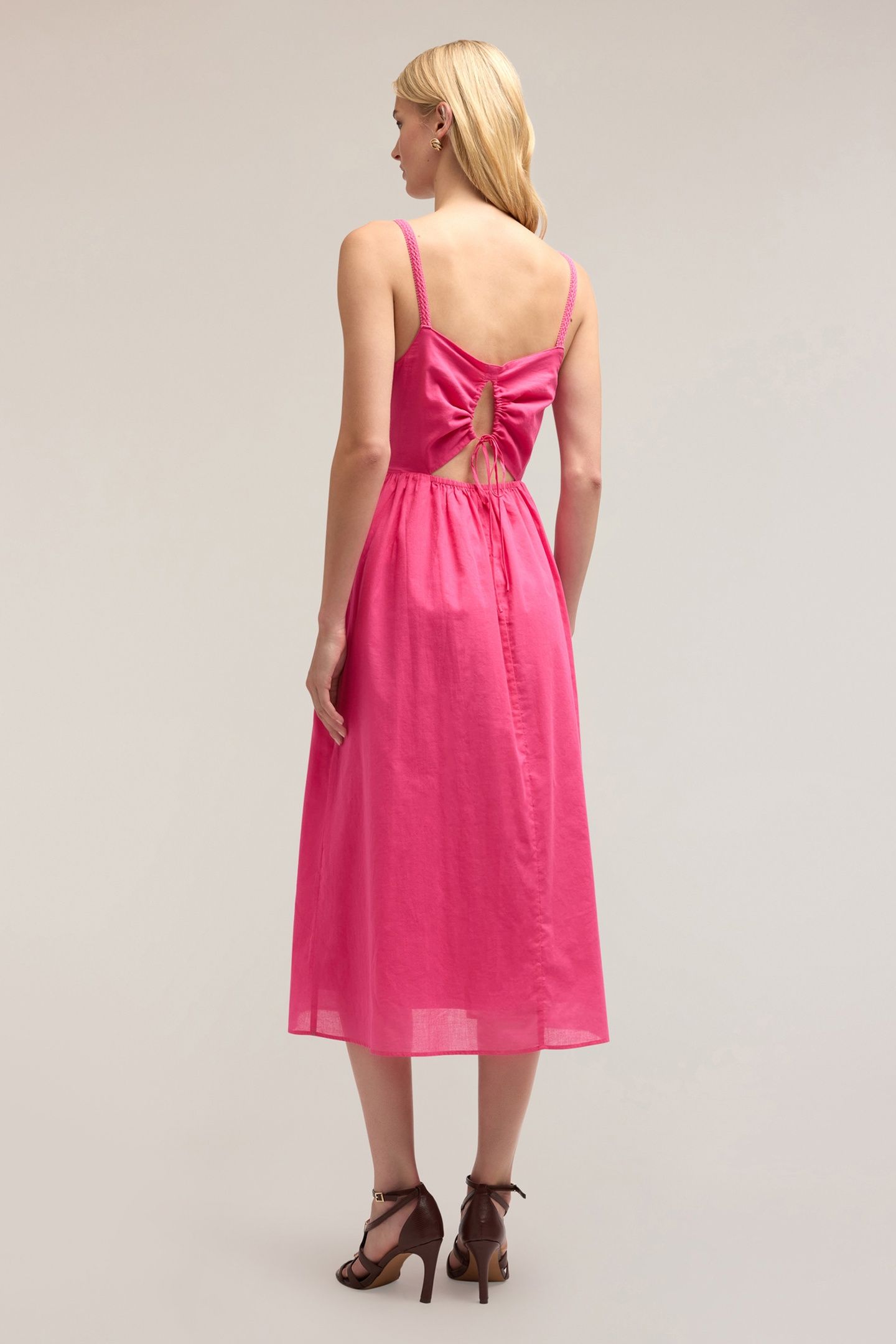 VOILE DRESS WITH BACK CUT-OUT FUCHSIA 2