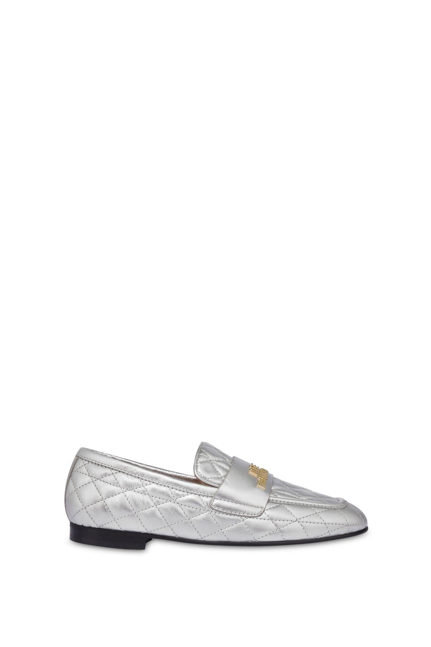 LAMINATED NAPPA LEATHER LOAFERS SILVER 1