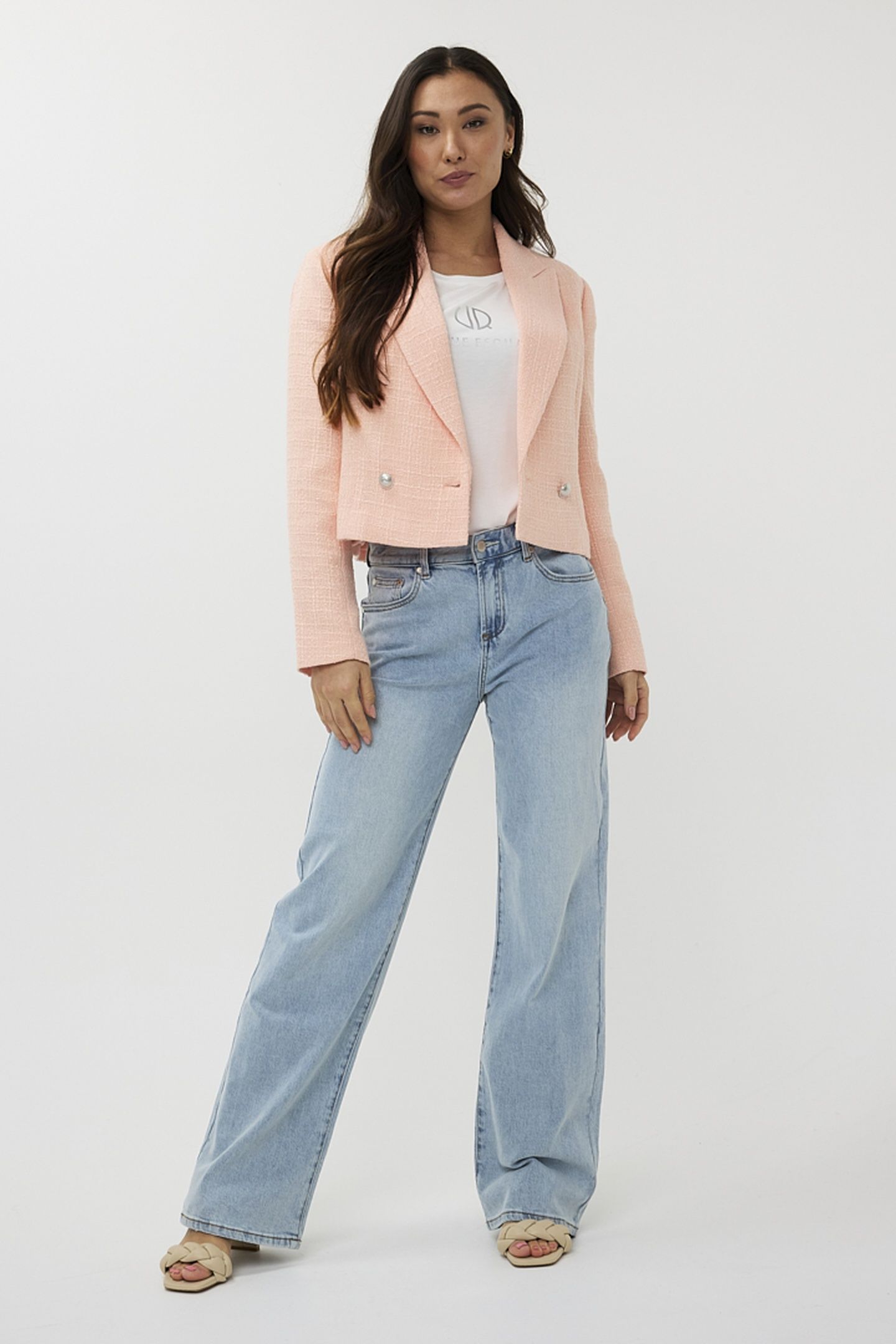 BLAZER DOUBLE BREASTED TWEED LIGHT APRICOT 3