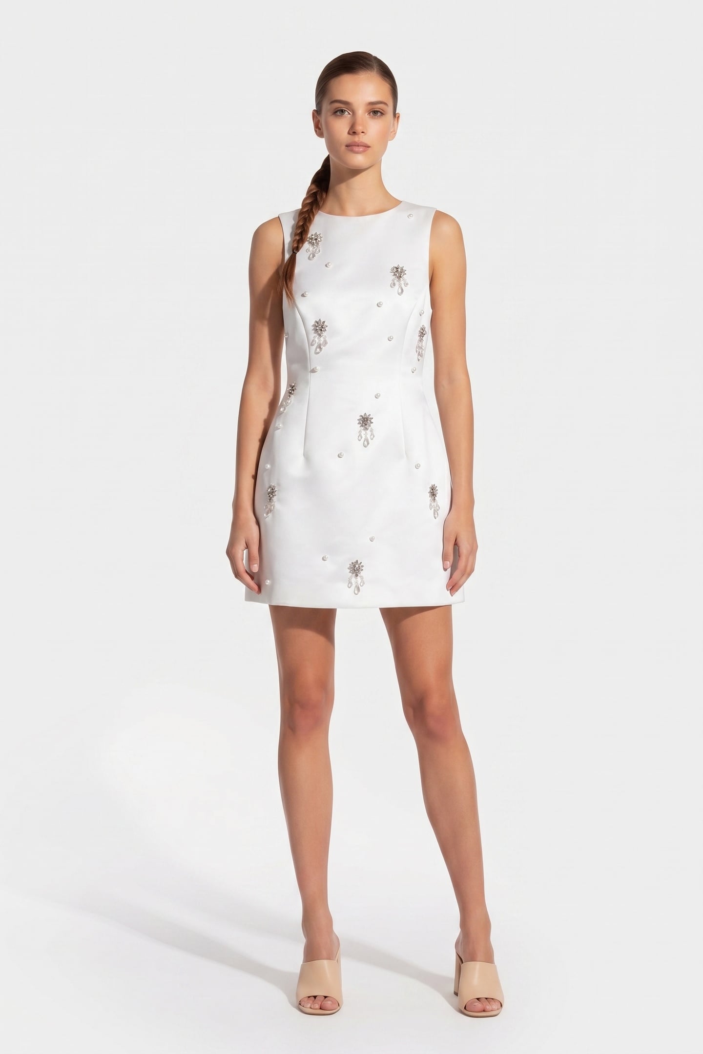 SATIN CRYSTAL MINI DRESS 1