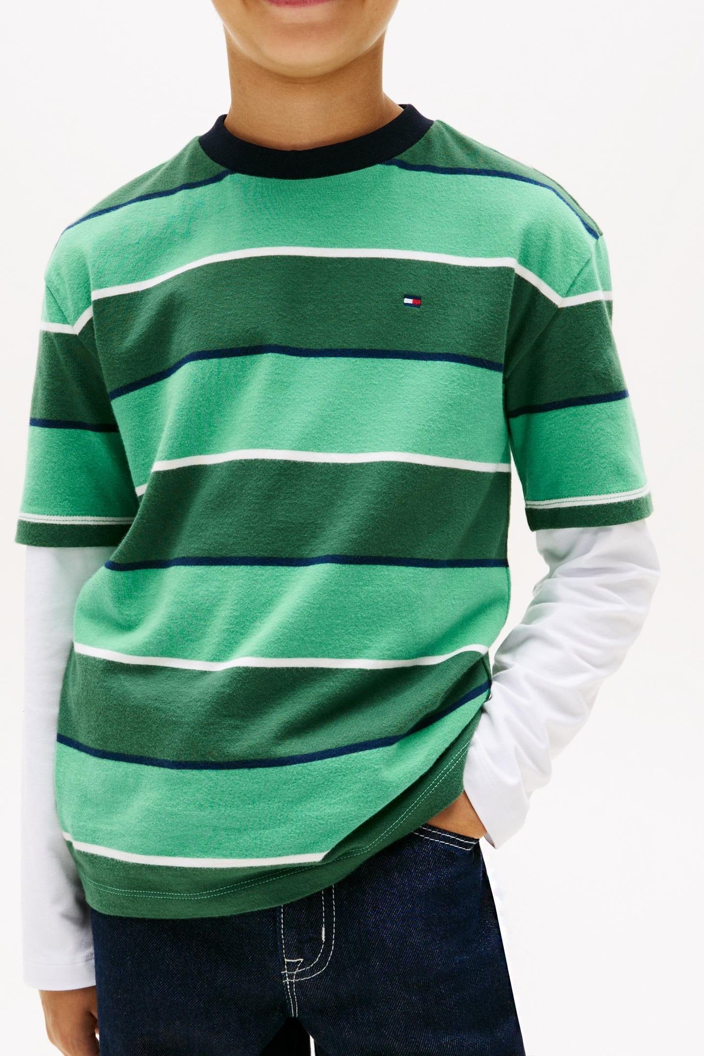 BOYS RUGBY STRIPE T-SHIRT BAHAMA GREEN STRIPE 2