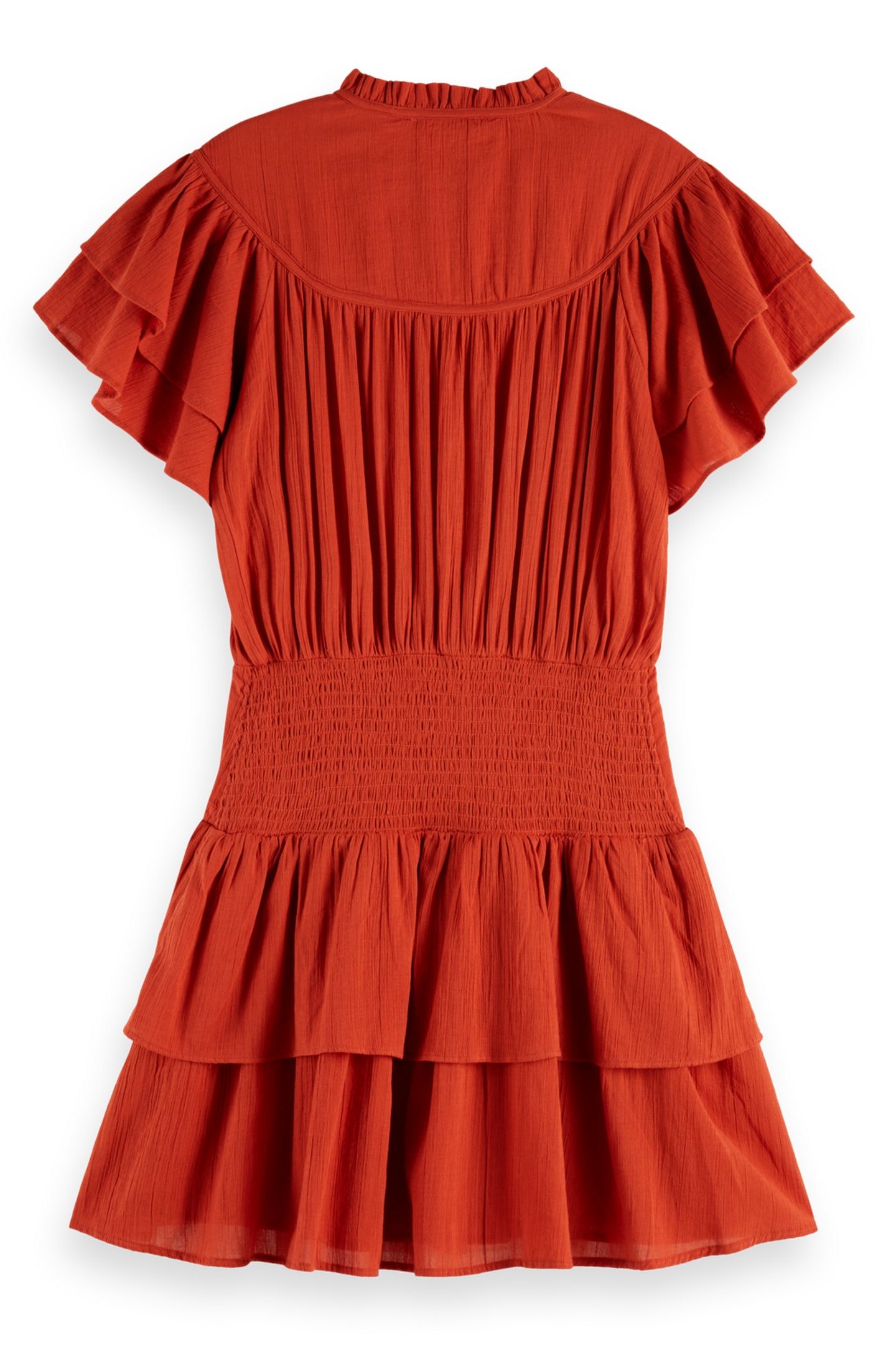 RUFFLED MINI DRESS WITH GATHERED WAIST KETCHUP 5