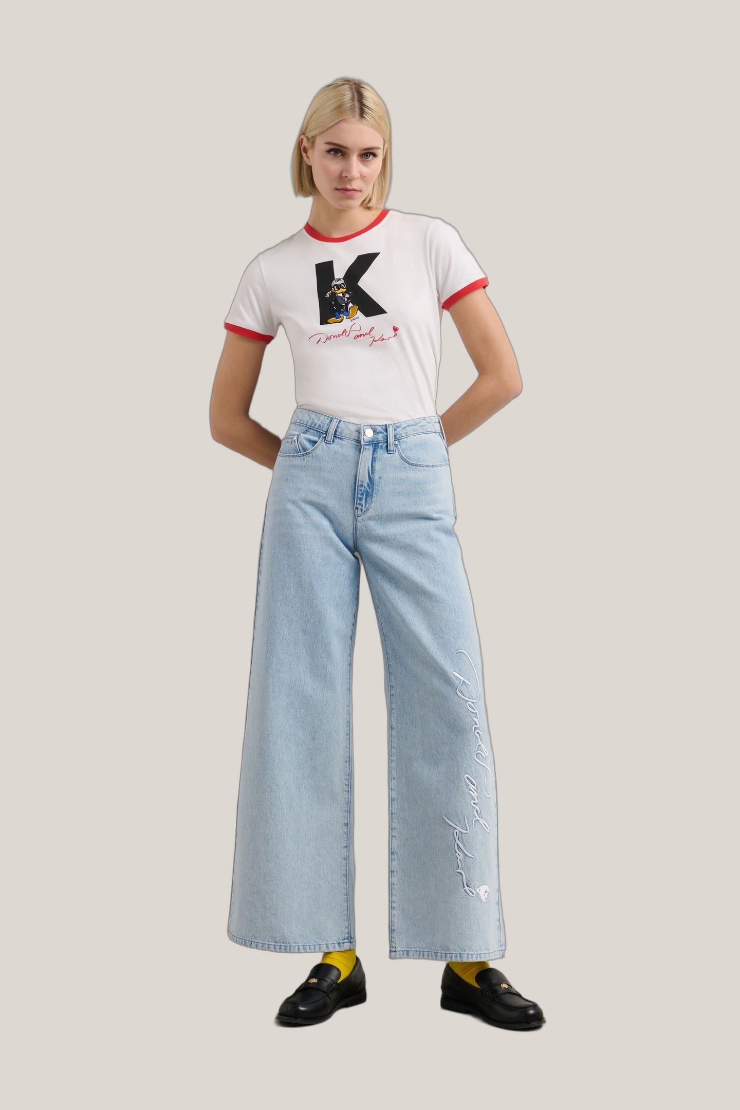 DISNEY WIDE LEG DENIM PANTS LIGHT BLUE DENIM 1