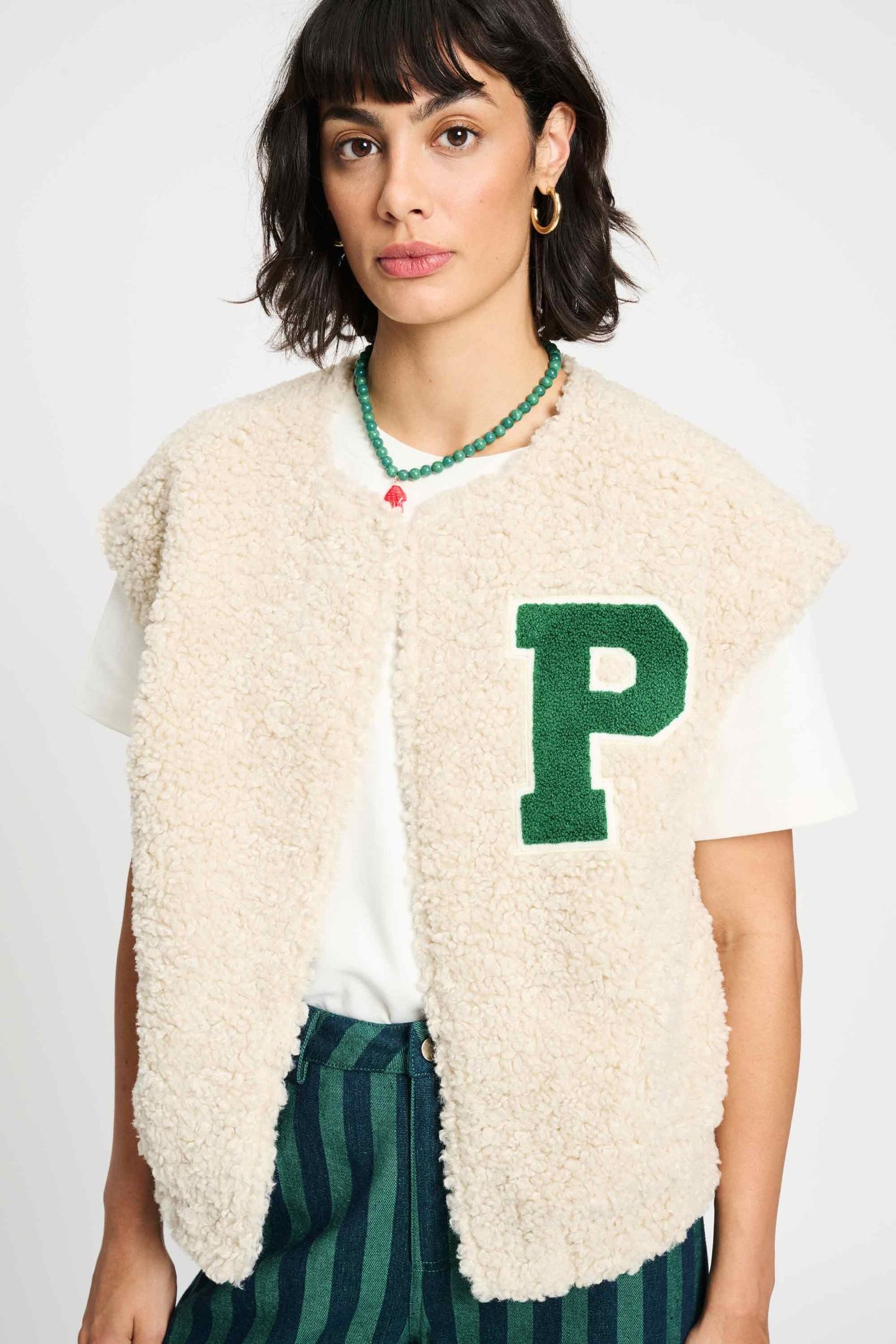 GILET - TEDDY BASEBALL ECRU 1