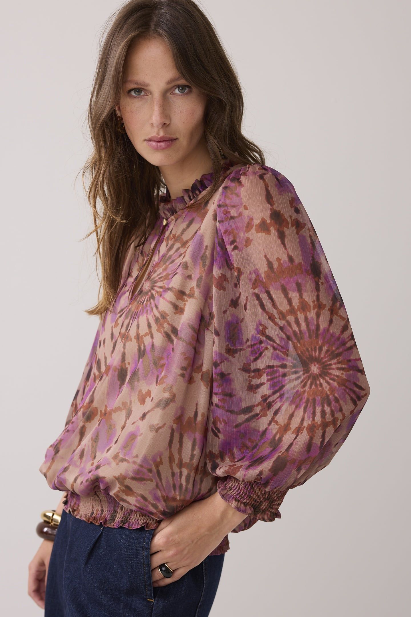 TOP SMOCK TIE DYE PRINT MULTICOLOUR 1