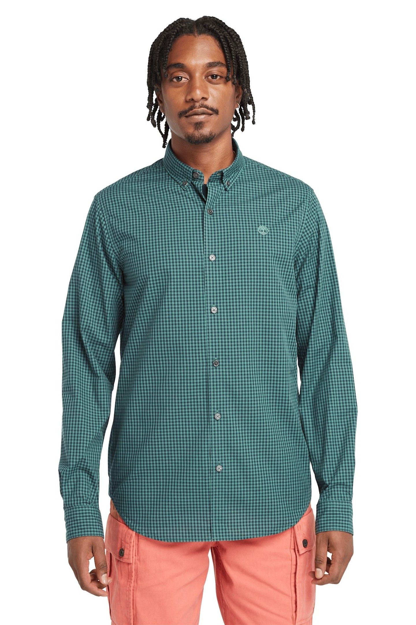 MICRO GINGHAM POPLIN SHIRT SEA PINE YD 1