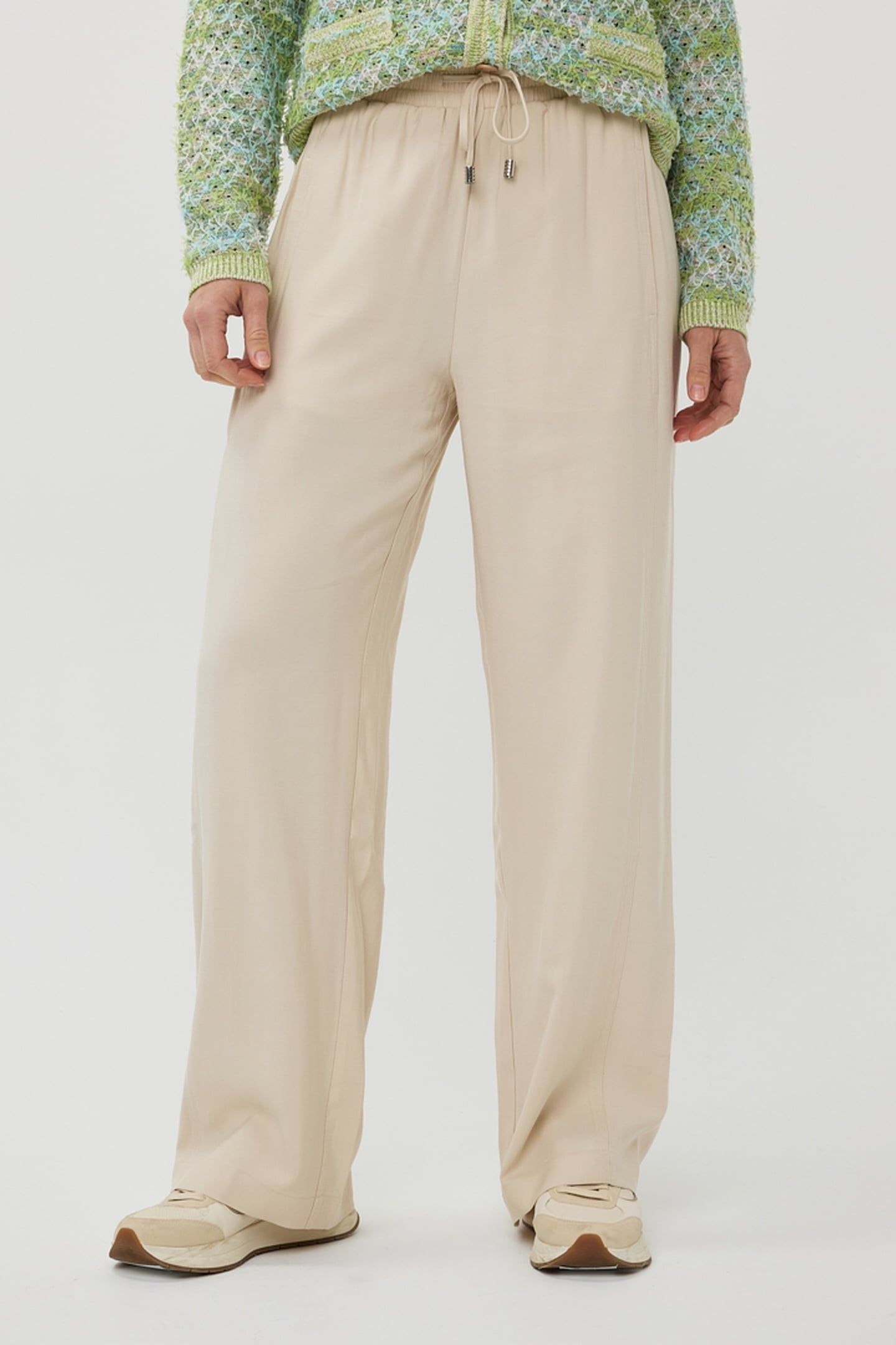 TROUSERS ELASTIC WB WIDE SAND 2