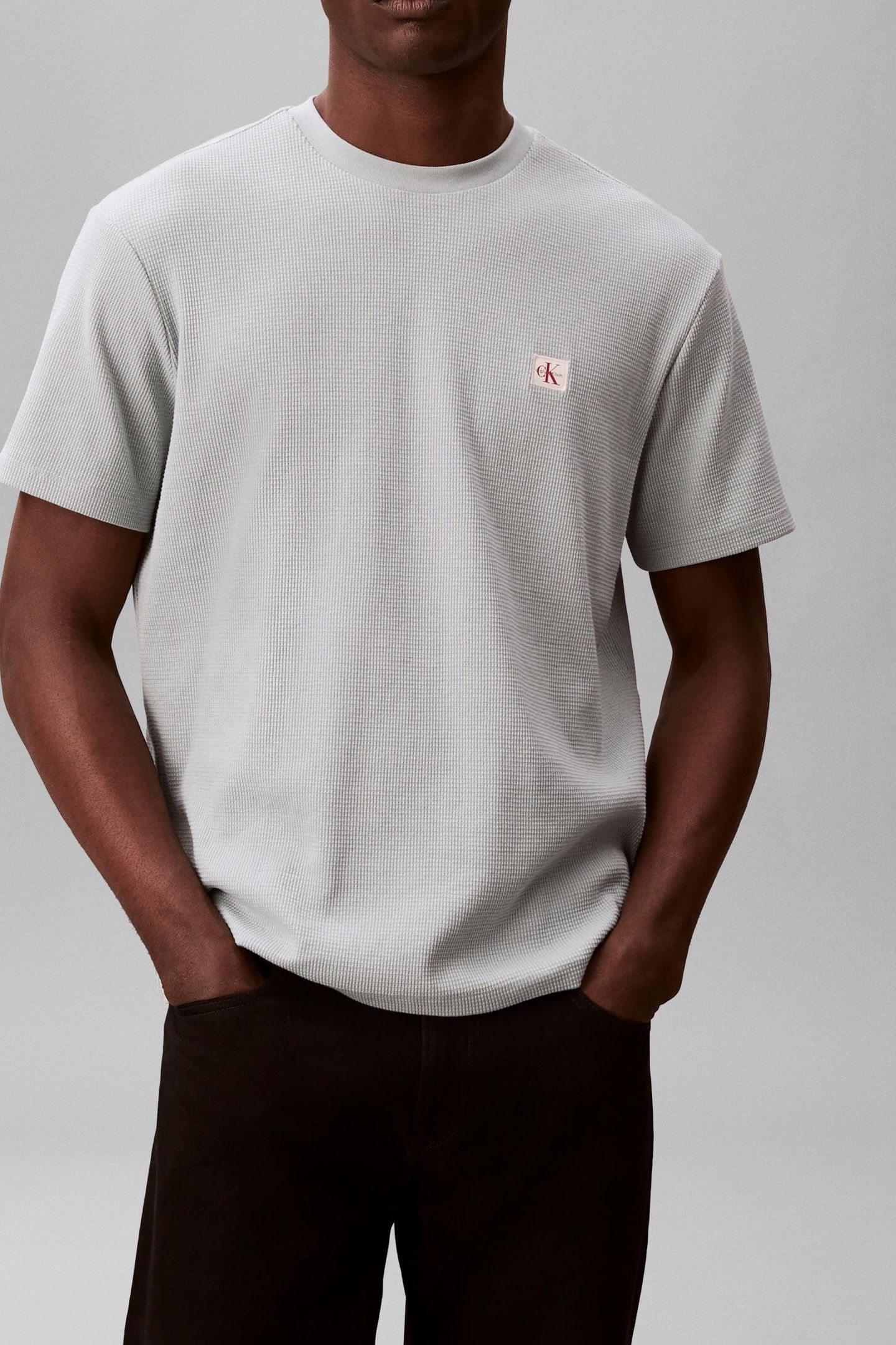SS WAFFLE BADGE CREW NECK TEE OVERCAST 1
