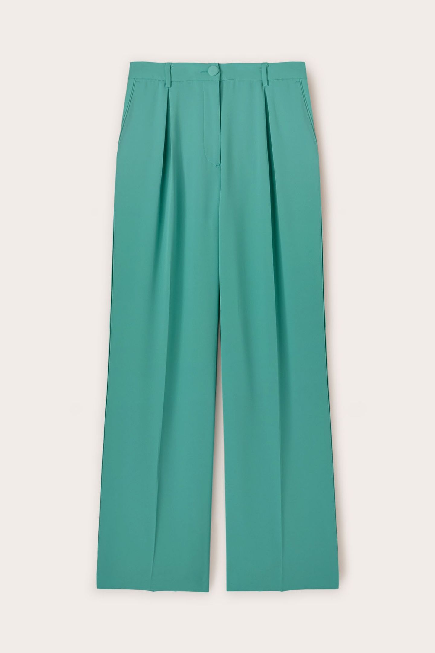 SATIN PALAZZO TROUSERS WITH SIDE PIPING AQUA GREEN 4