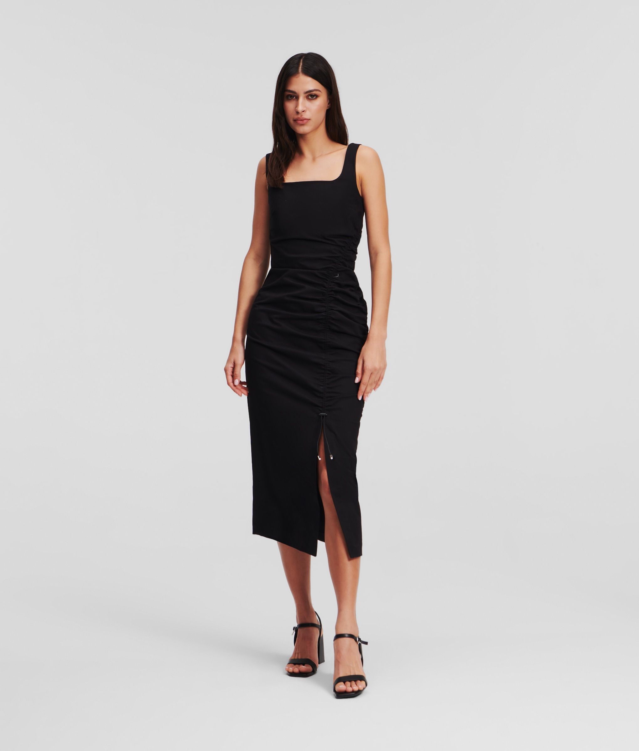 GATHERED STRETCH DRESS BLACK 3