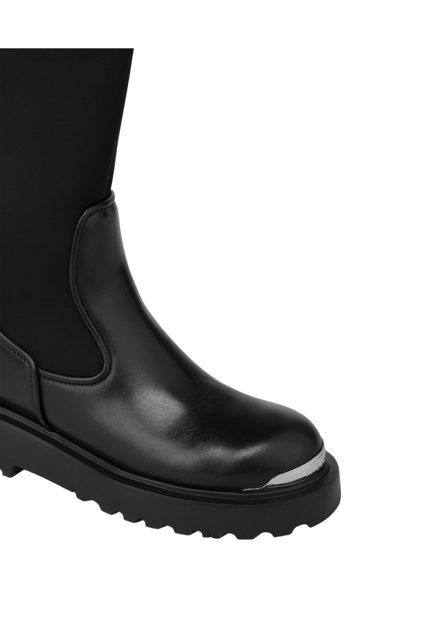SQUARE LOVE CALFSKIN AND LYCRA ANKLE BOOTS BLACK 4