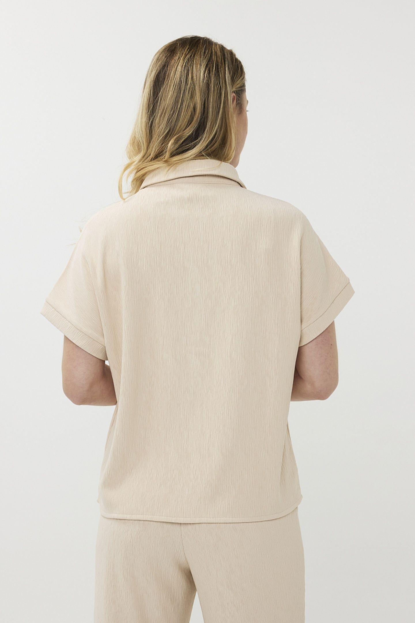 BLOUSE FANCY CRINKLE LIGHT SAND 3