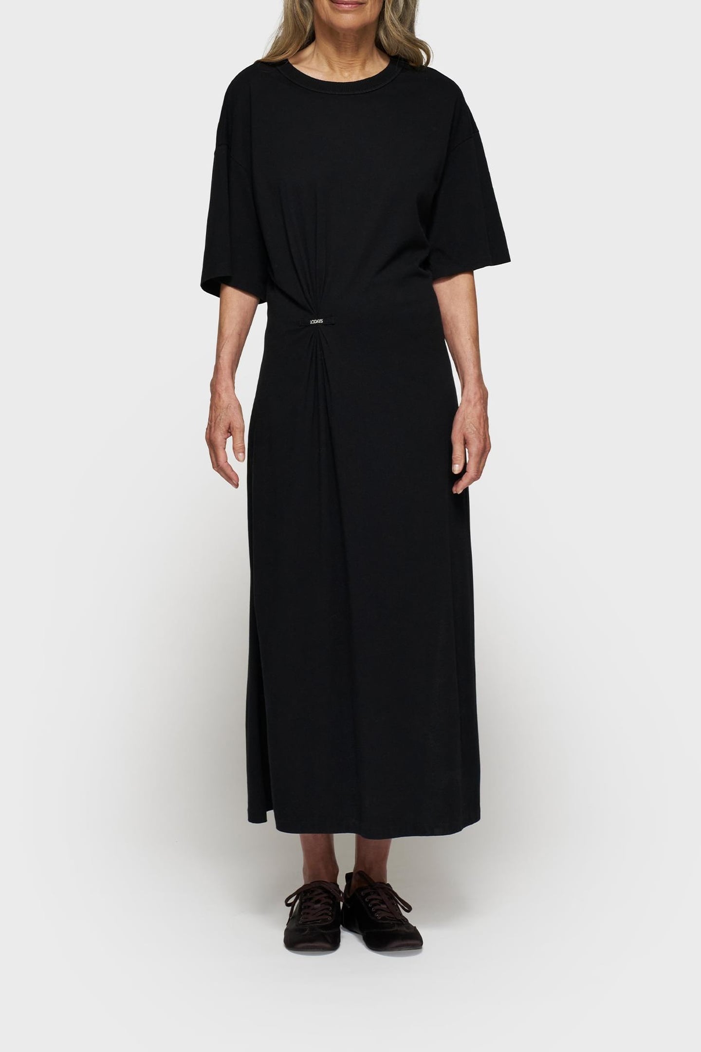 TEE DRESS GATHERING BLACK 1