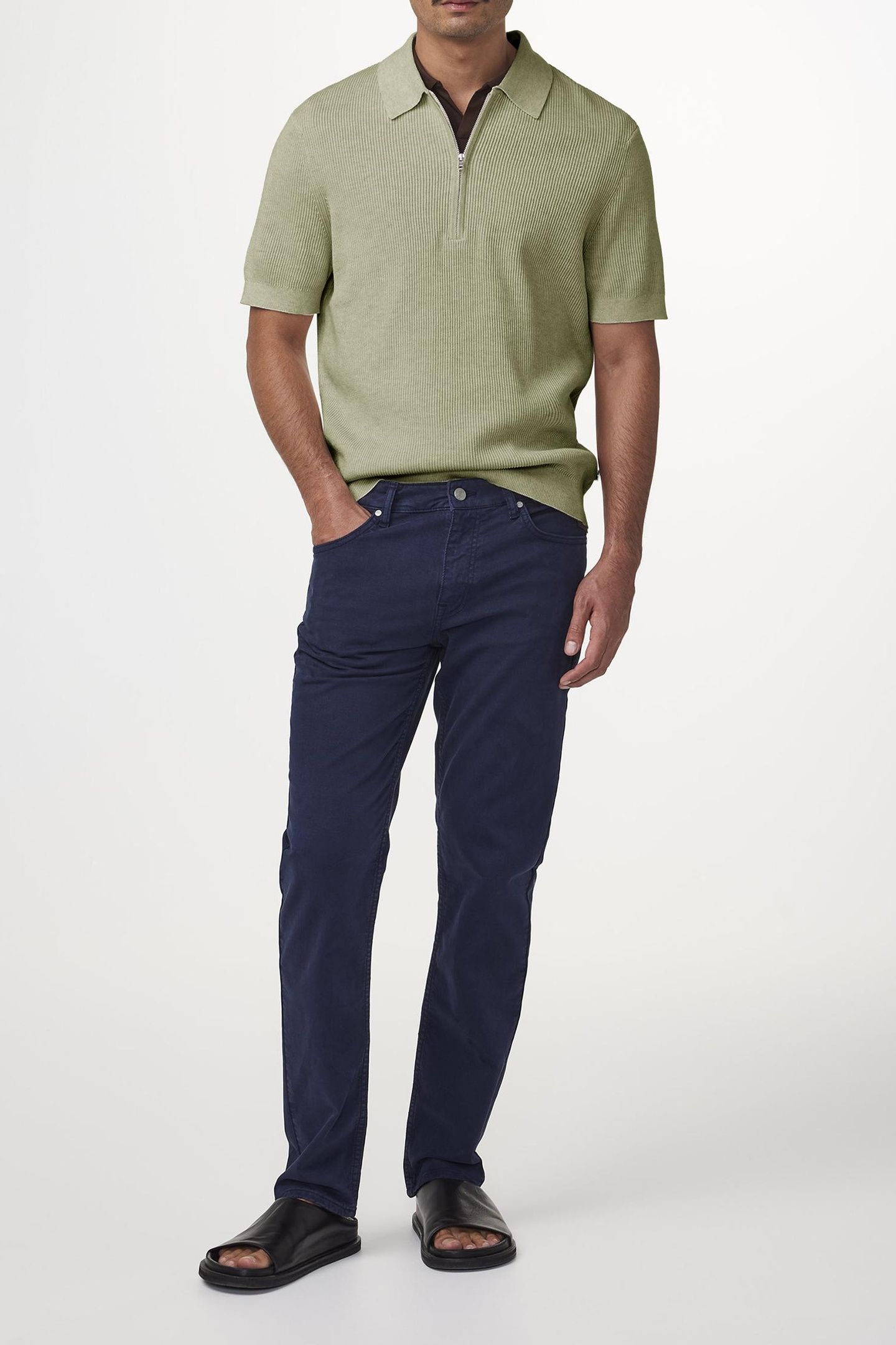 HANSIE SS ZIP 6600 KNIT SAGE GREEN 2