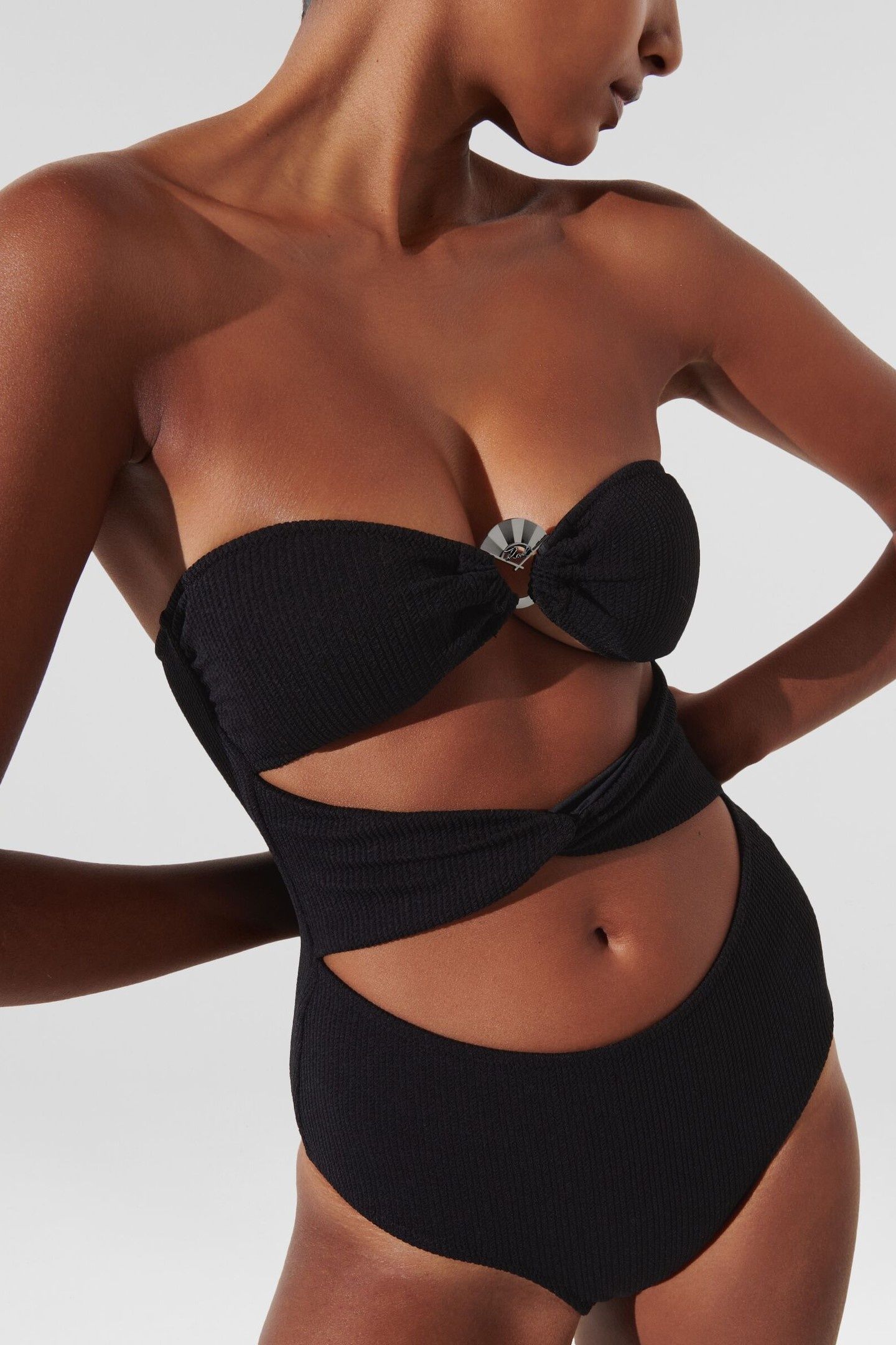 KARL DNA STRAPLESS SWIMSUIT BLACK 3