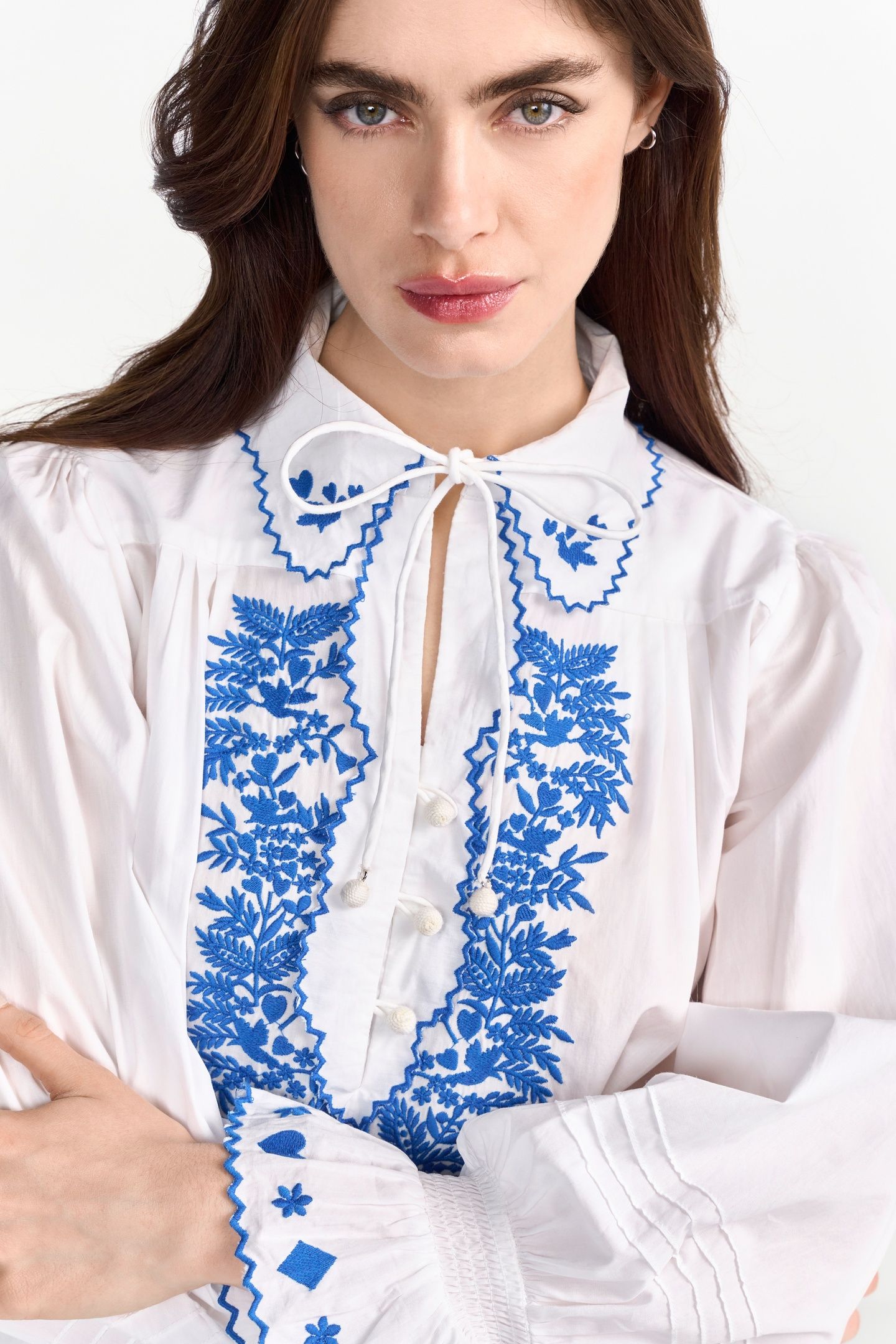 COTTON BLOUSE WITH EMBROIDERY PALACE BLUE 5