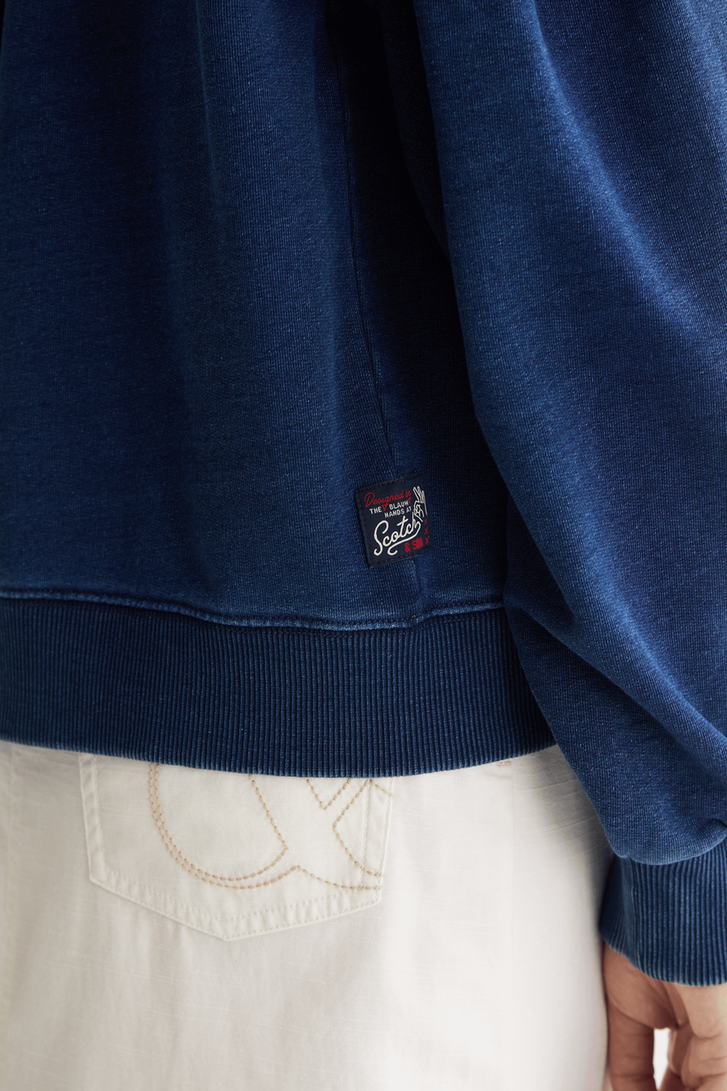 WASHED INDIGO CREW NECK SWEATSHIRT WITH BALLOON SLEEVES WASH 7