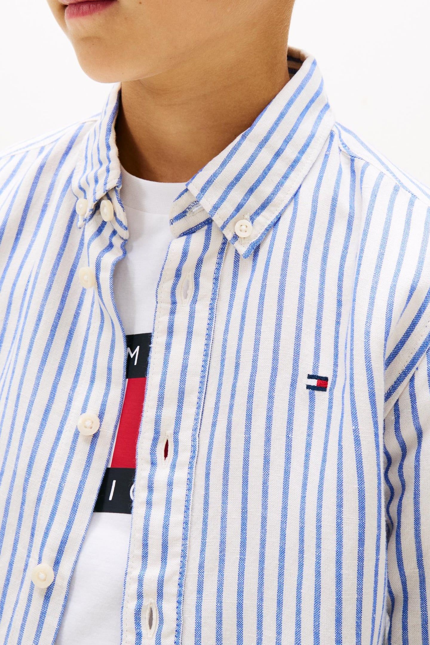 BOYS LINEN BLEND STRIPED SHIRT EMPIRE BLUE STRIPE 5
