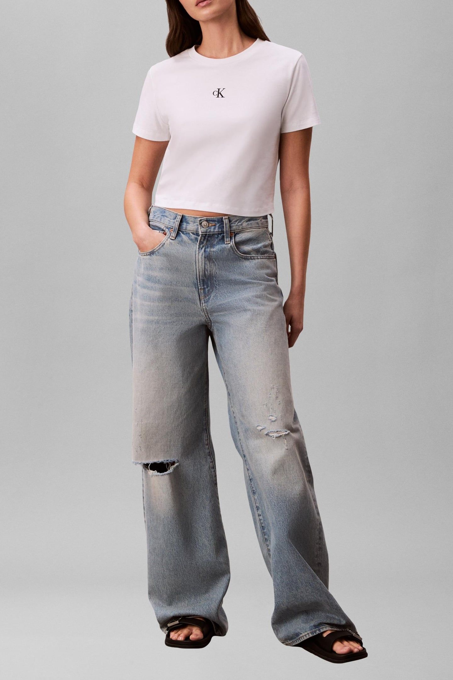 SS LOGO CROPPED TEE BRIGHT WHITE 1