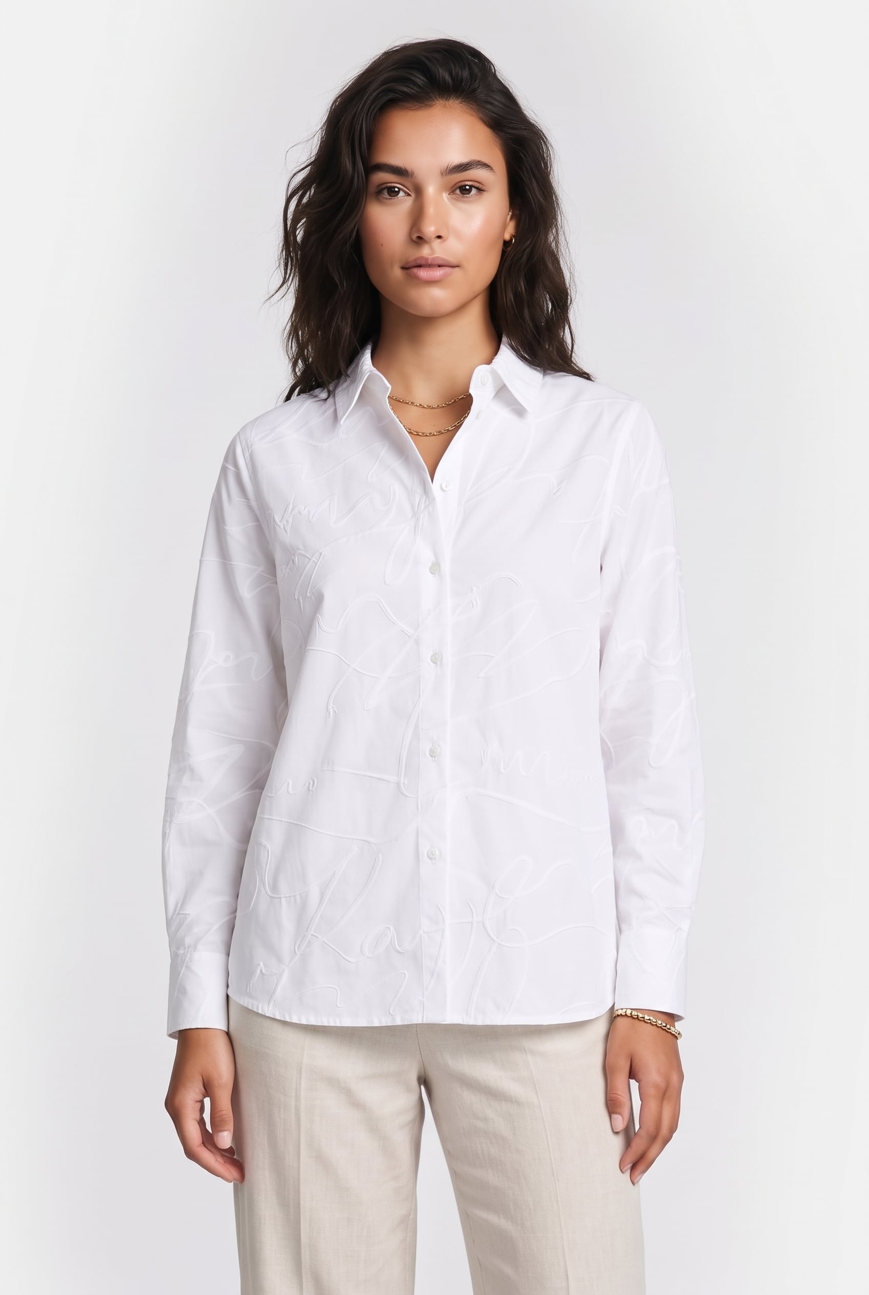 EMBROIDERY POPLIN SHIRT WHITE SCRIBBLE 1