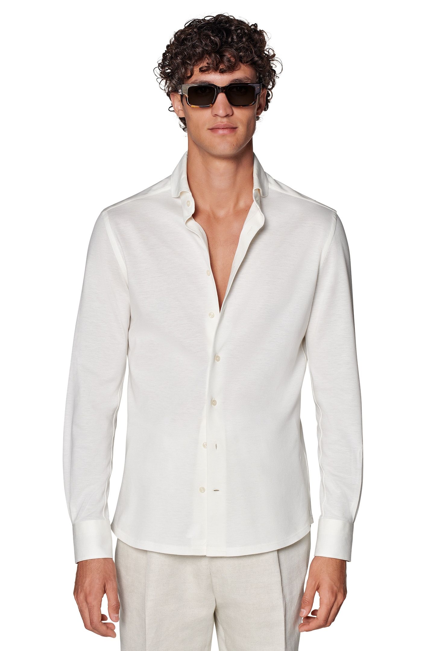 OFF-WHITE KNITTED FULL PLACKET CASUAL SHIRTS OFF-WHITE 1