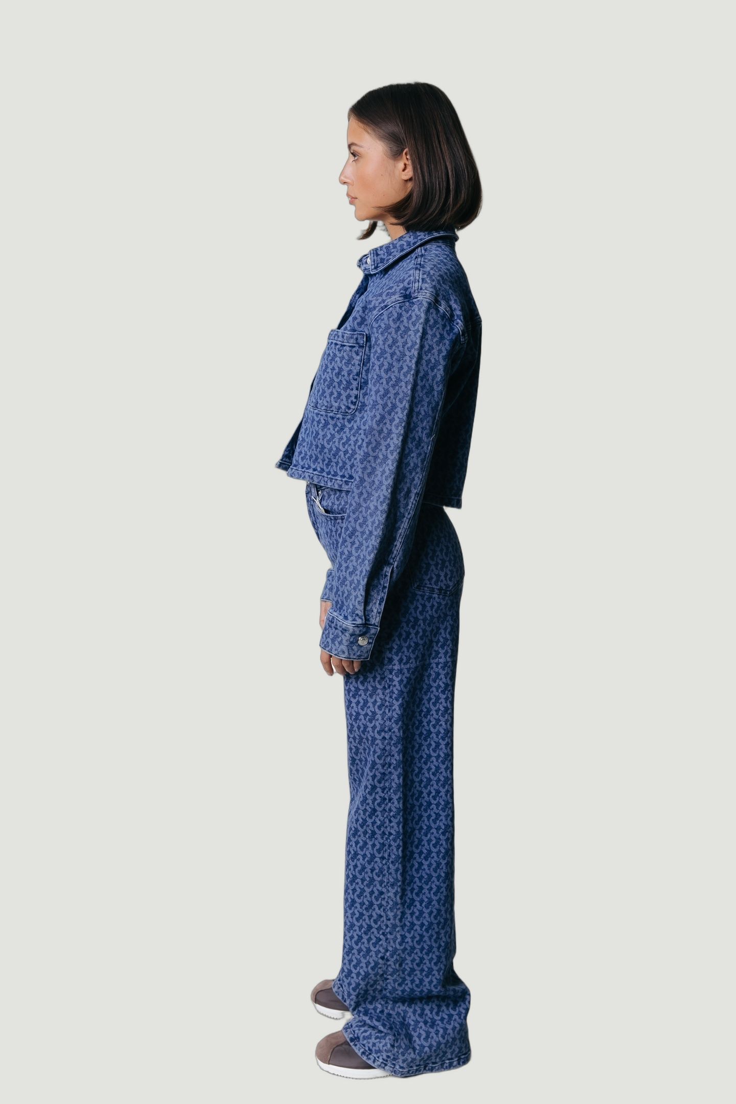 GAIAS LOGO HIGH RISE WIDE LEG DENIM PANTS MID BLUE DENIM 3