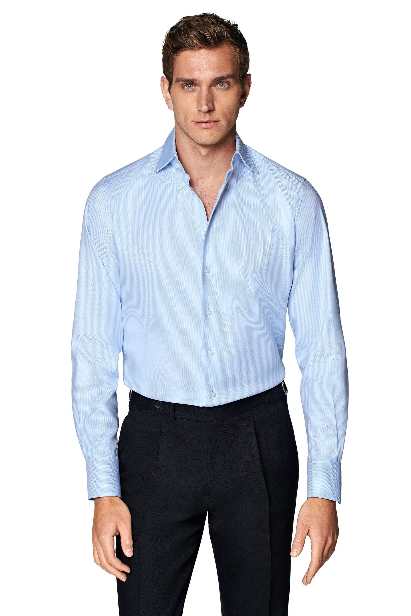 TRAVELLER L.BLUE HOUNDSTOOTH FORMAL SHIRTS LIGHT BLUE 1
