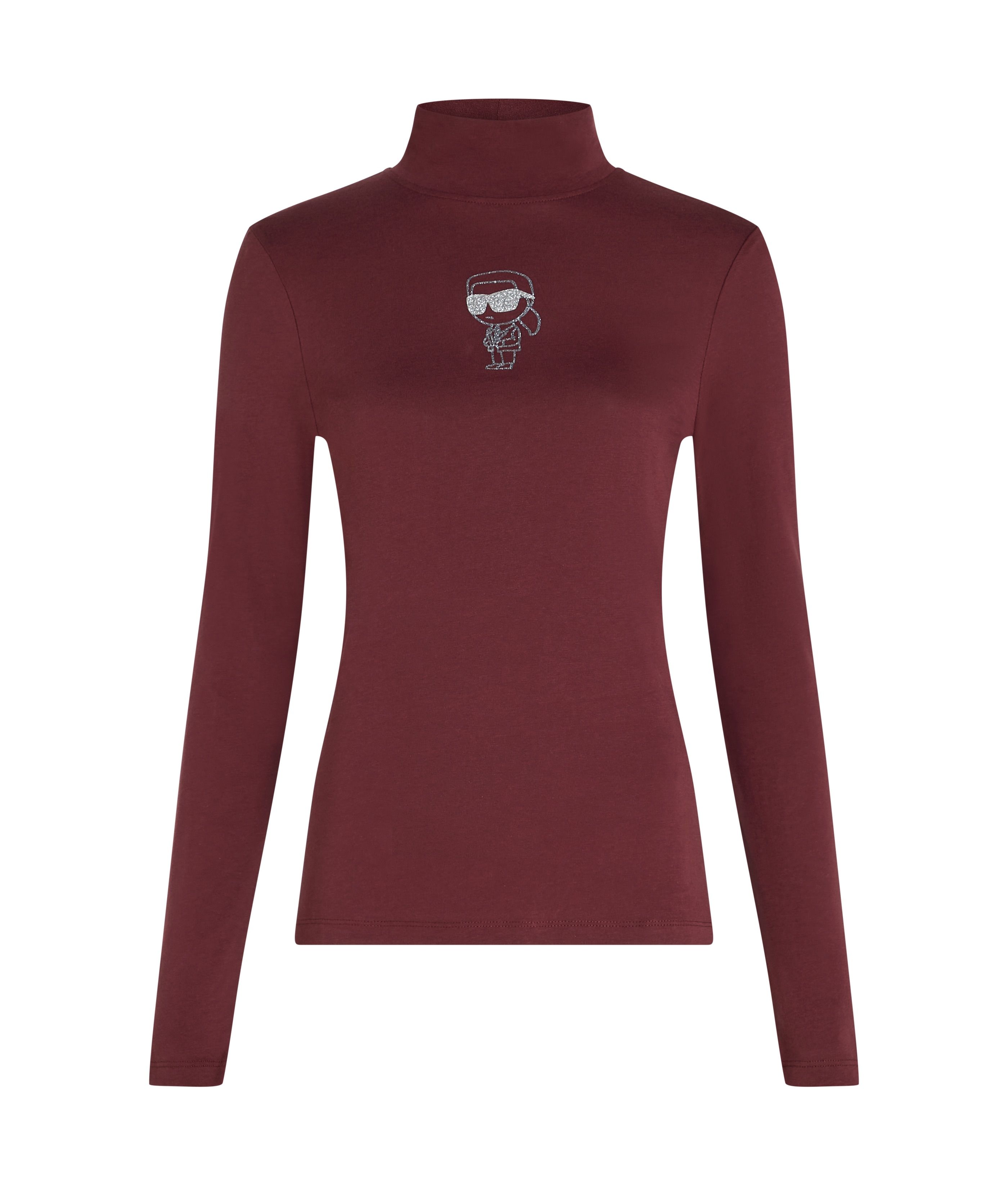 IKON GLITTER MOCK NECK LS TOP TAWNY PORT 1