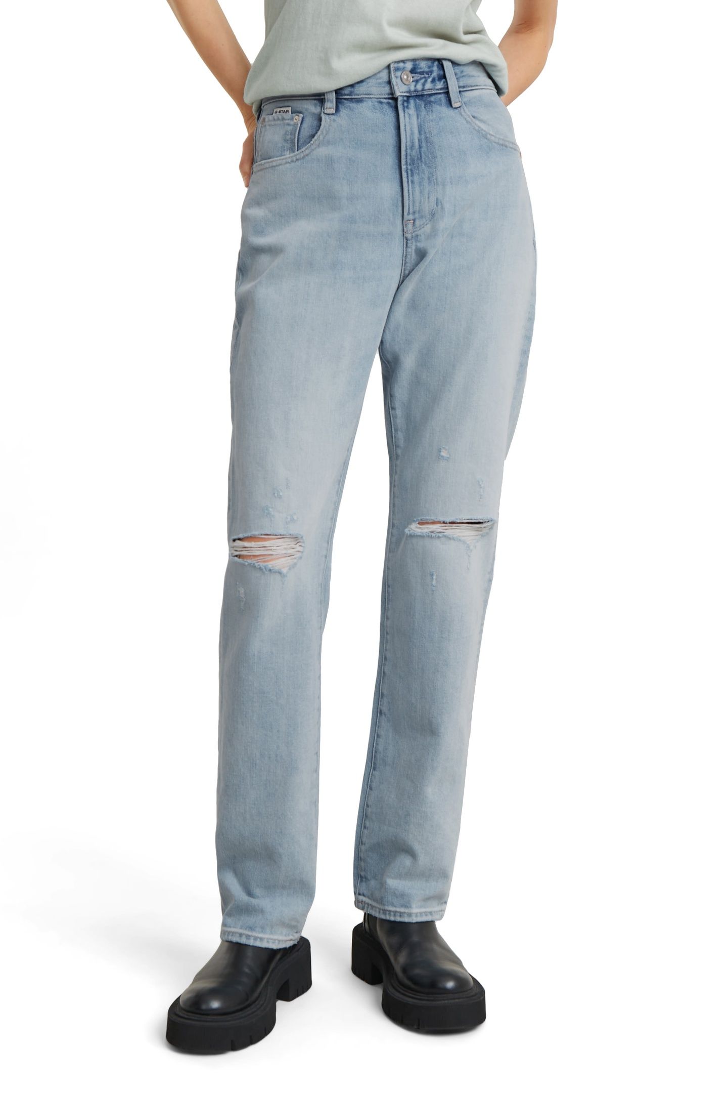 VIKTORIA HIGH STRAIGHT SUN FADED RIPPED MIRAGE BLUE 2