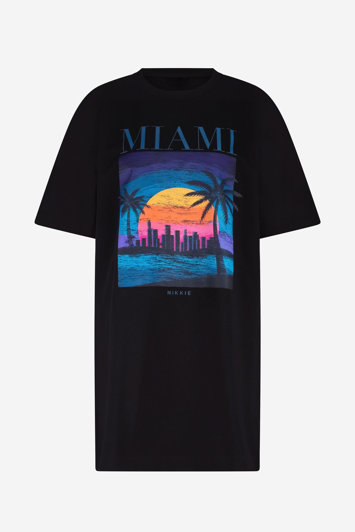 SUNSET DRAWING T-DRESS BLACK 2