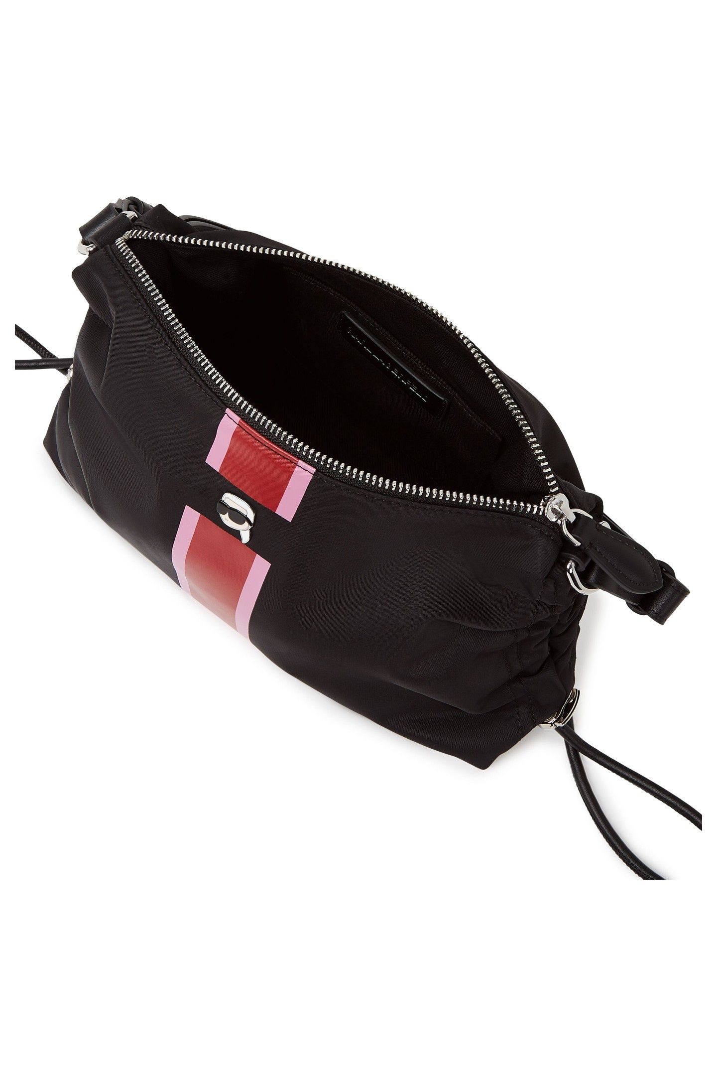 IKON NYLON STRIPE SMALL SHOULDER BAG DRAWSTING BLACK 4