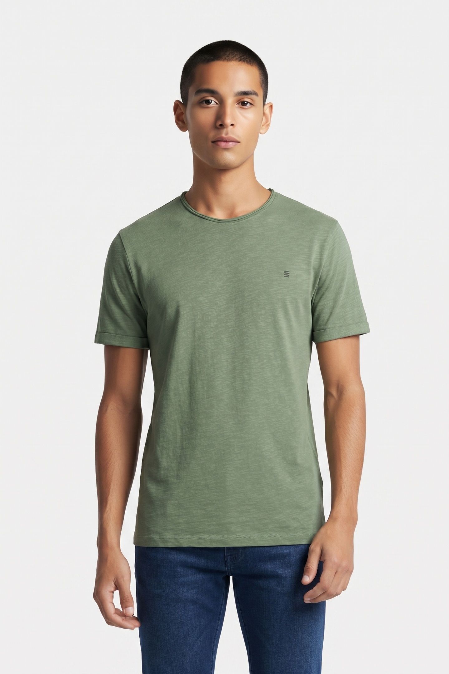 T-SHIRT CREWNECK SLUB GREEN 1