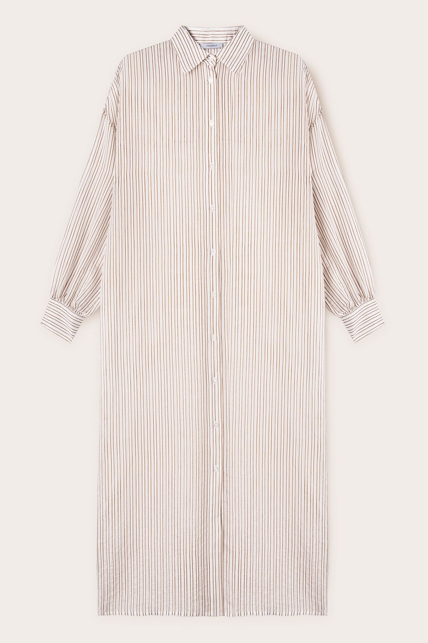 PINSTRIPED LONG SHIRT BEIGE 4