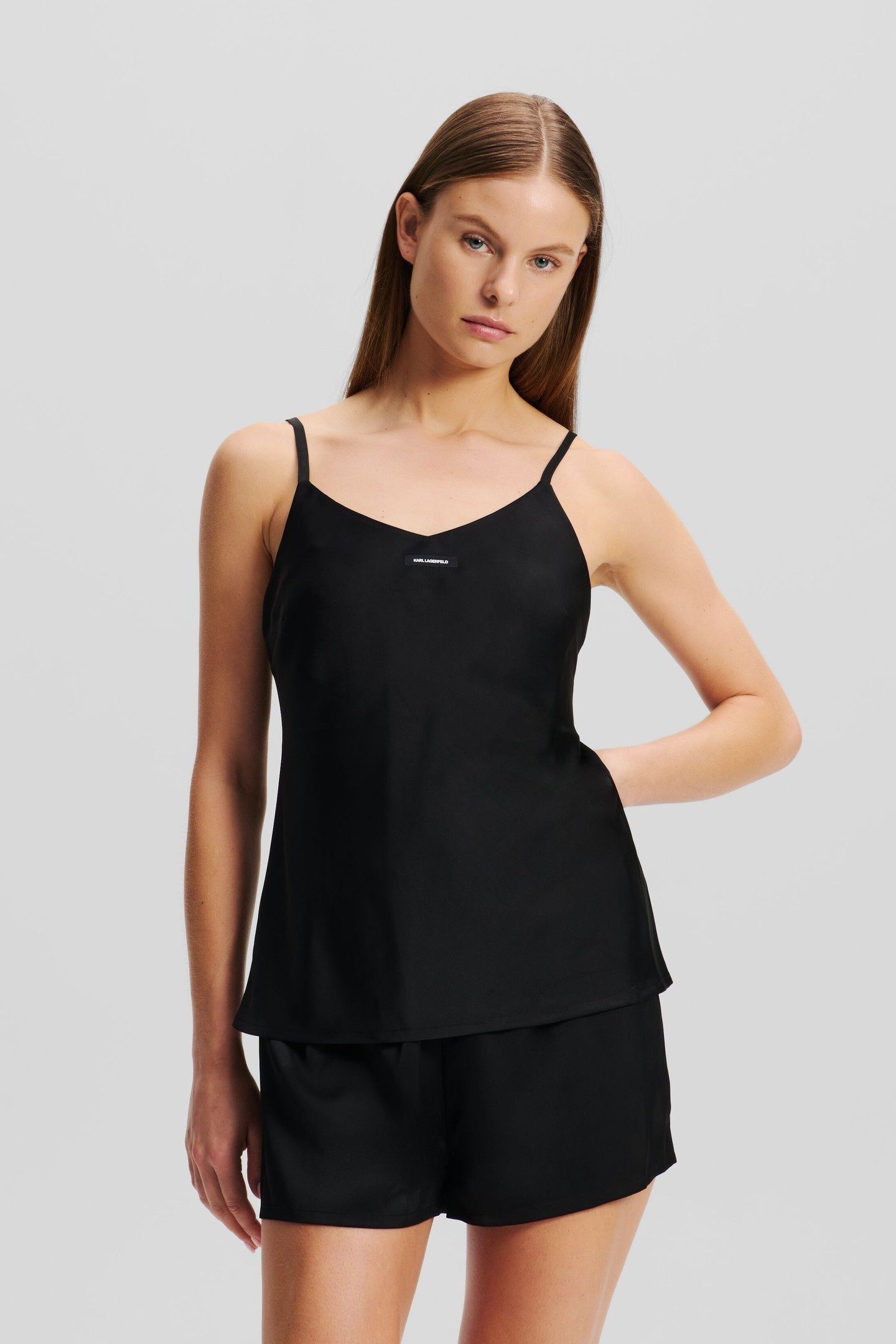 ESSENTIAL LOGO SATIN PJ SET BLACK 1