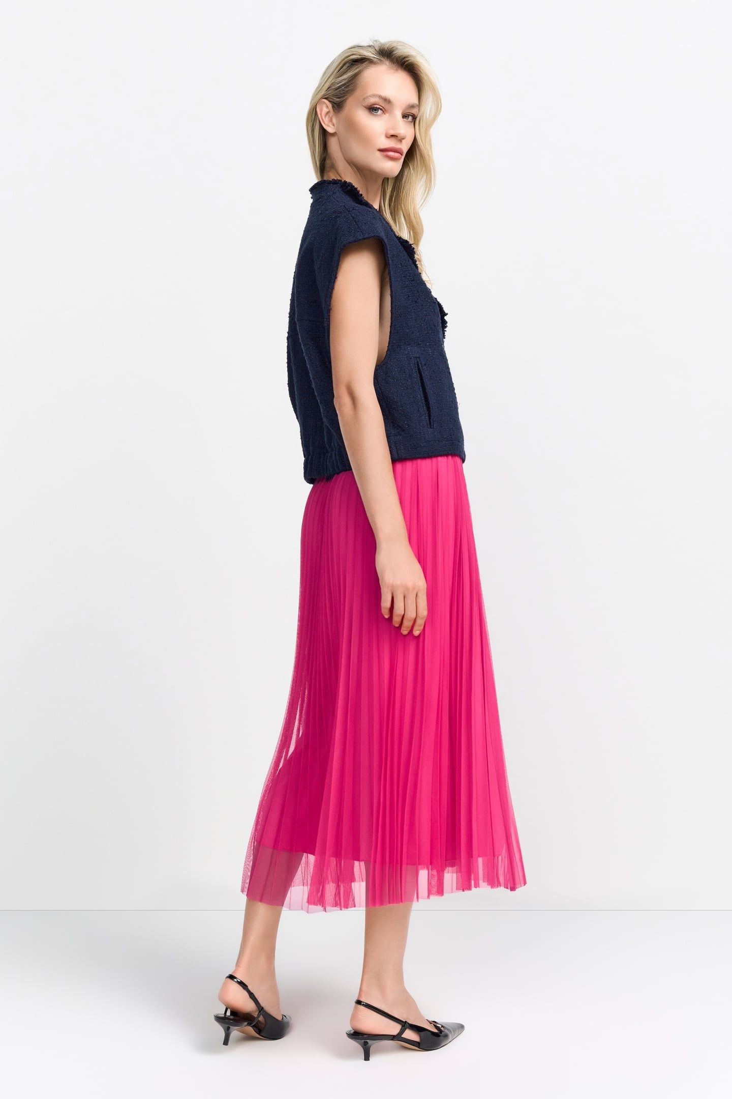 TULLE PLISSE SKIRT RASPBERRY PINK 2